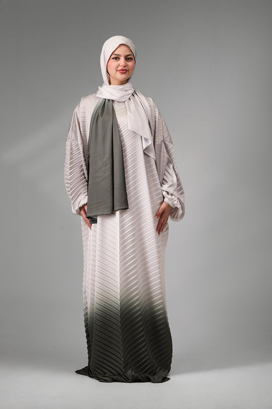 Cream to Dark Olive Pleated satin