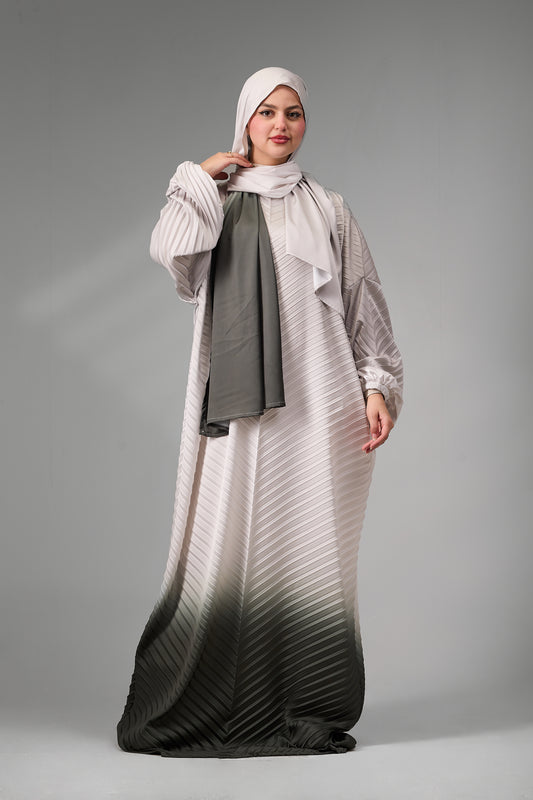 Cream to Dark Olive Pleated satin