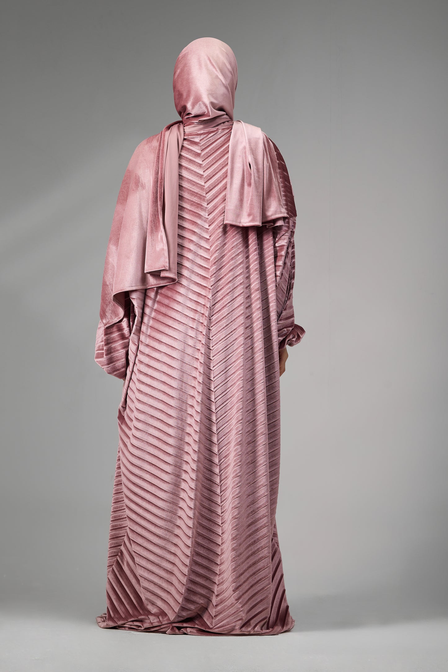 Dusty Rose Velvet Pleated