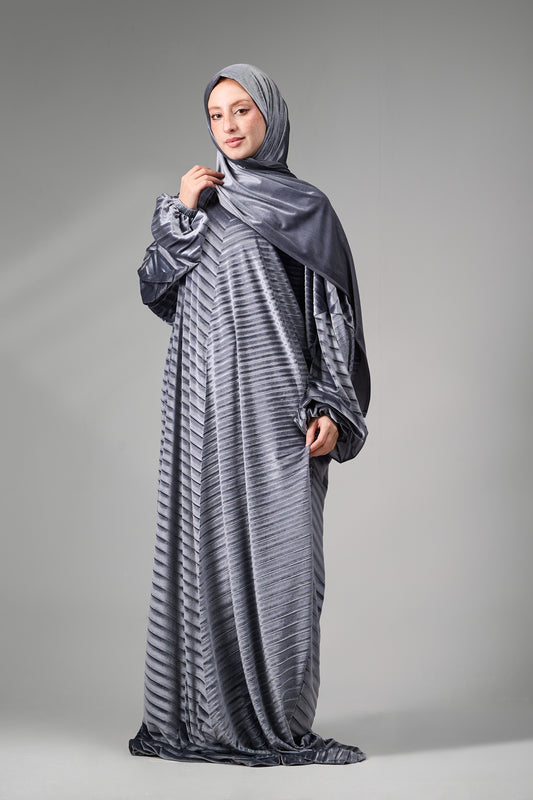 Grey Velvet Pleated