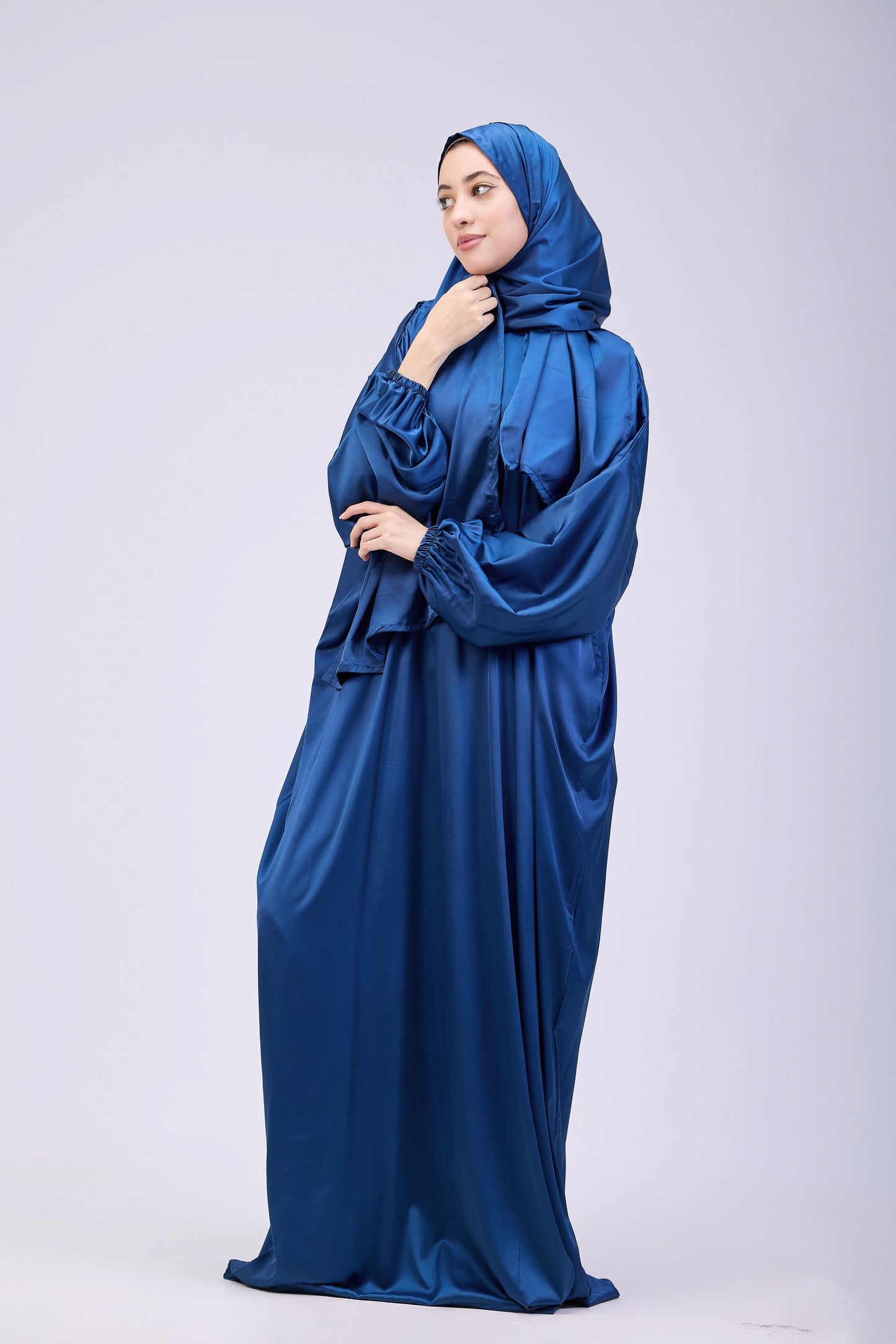 Plain Satin Isdal cerulean blue