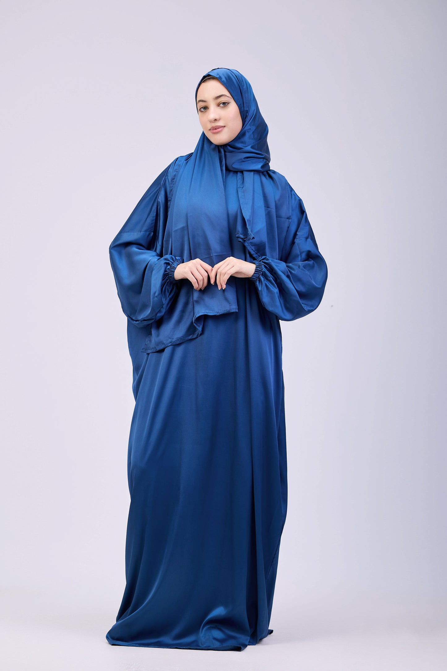 Plain Satin Isdal cerulean blue
