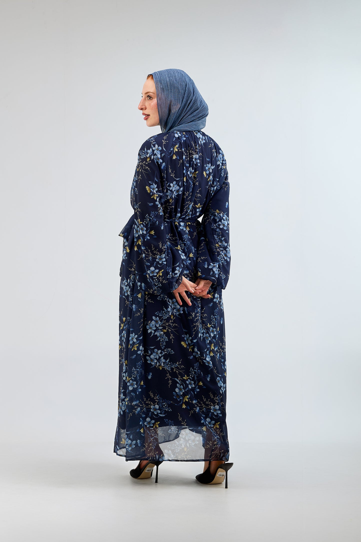 Midnight Bloom Chiffon Dress
