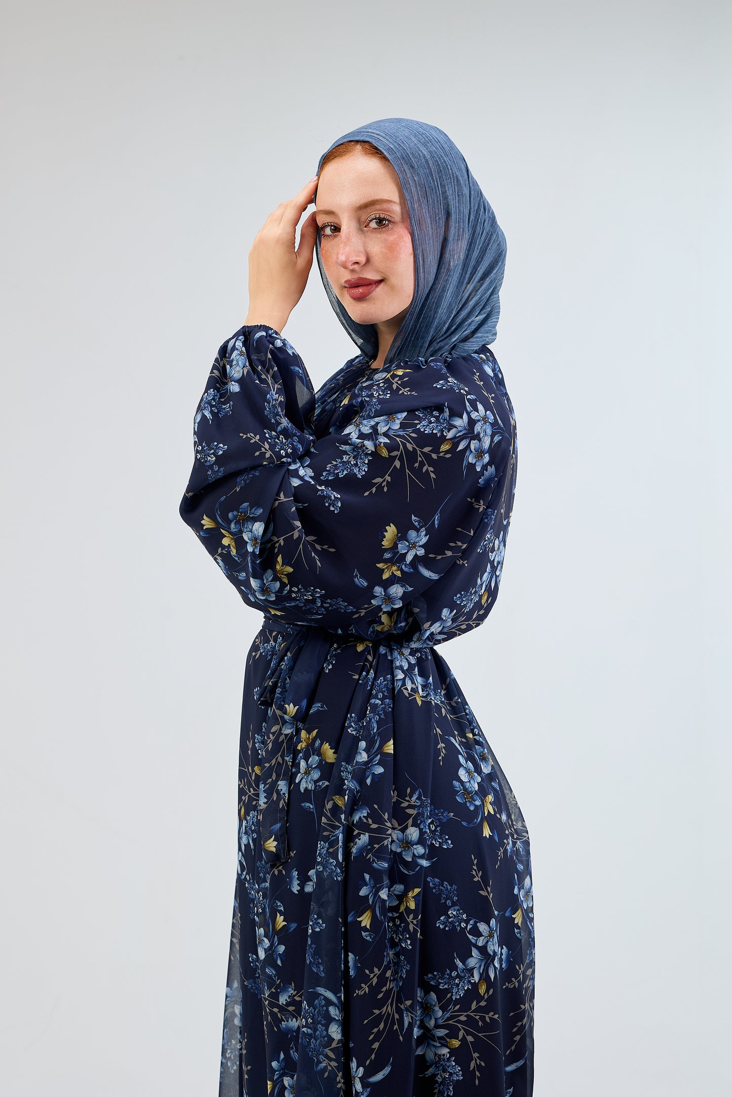 Midnight Bloom Chiffon Dress