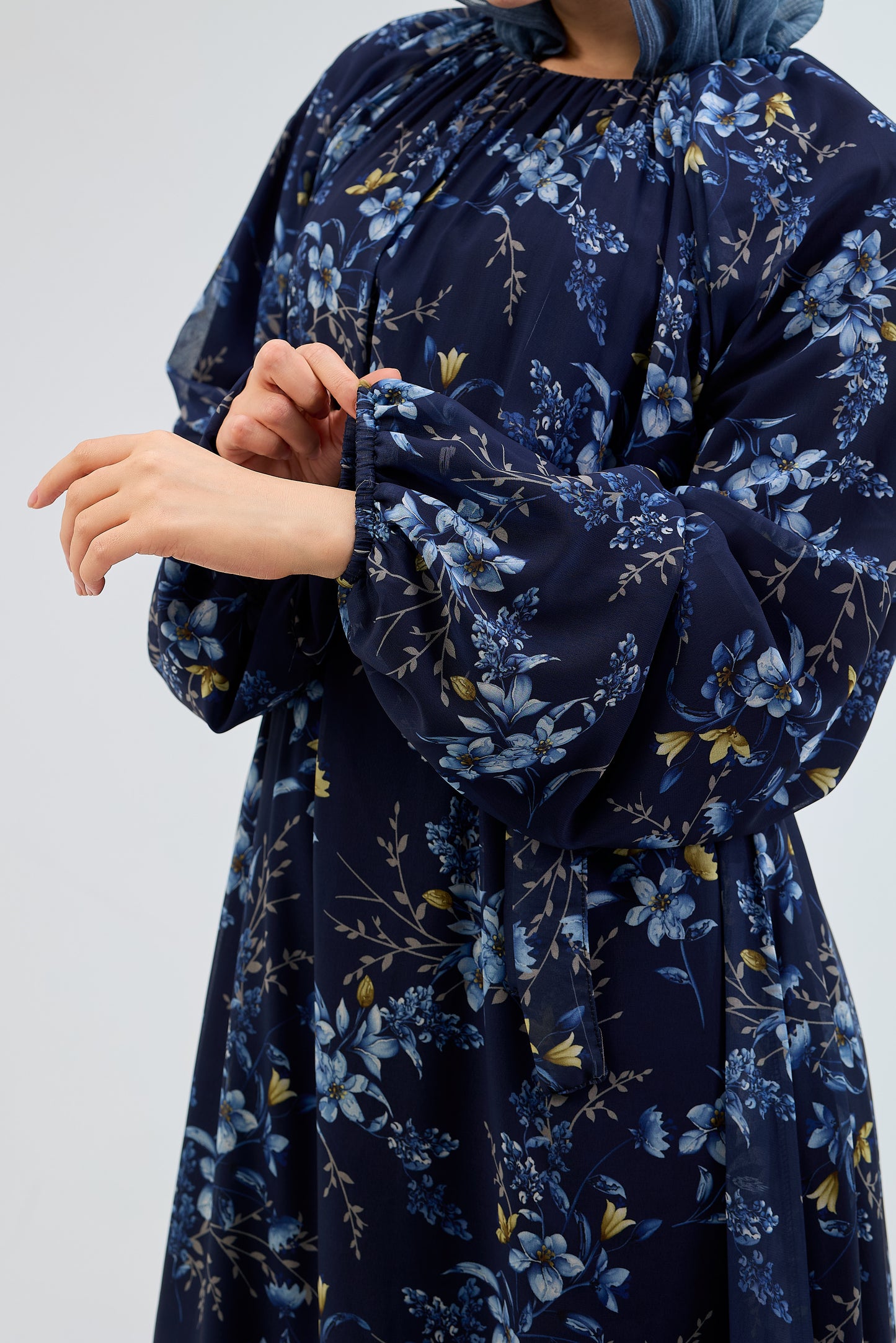 Midnight Bloom Chiffon Dress