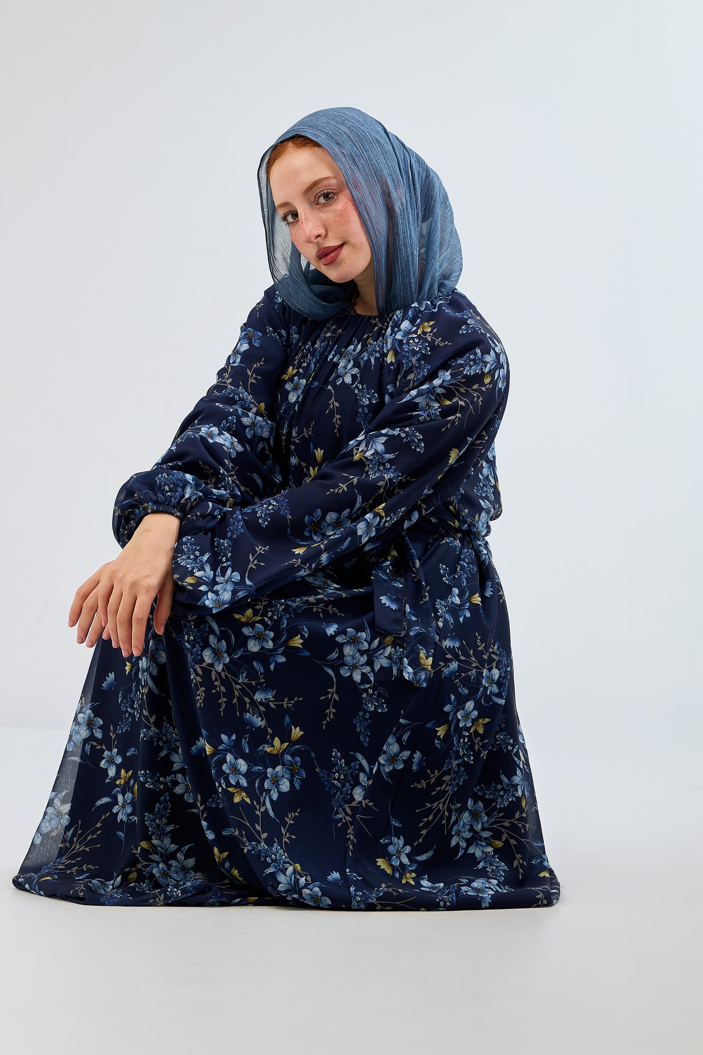 Midnight Bloom Chiffon Dress