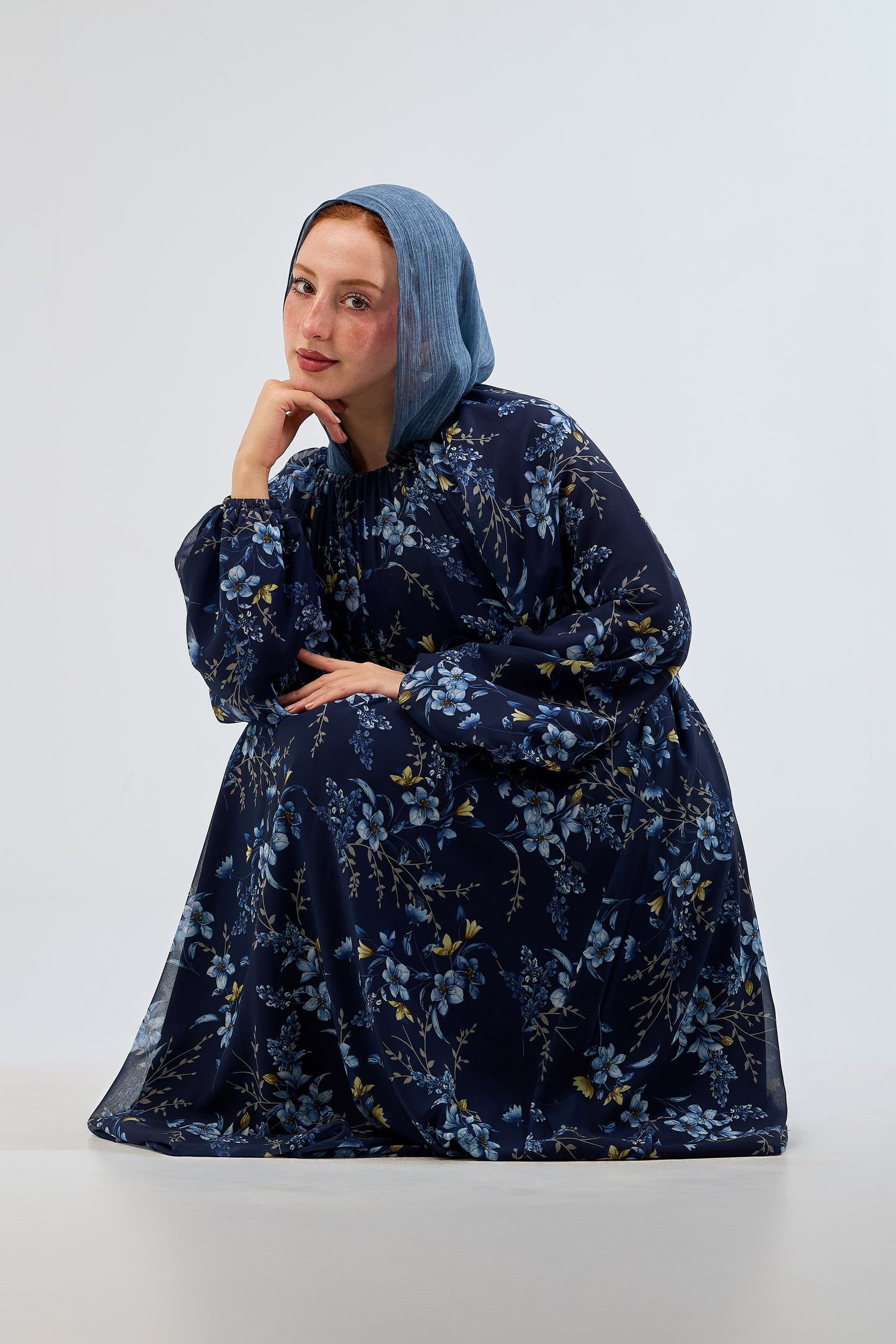 Midnight Bloom Chiffon Dress