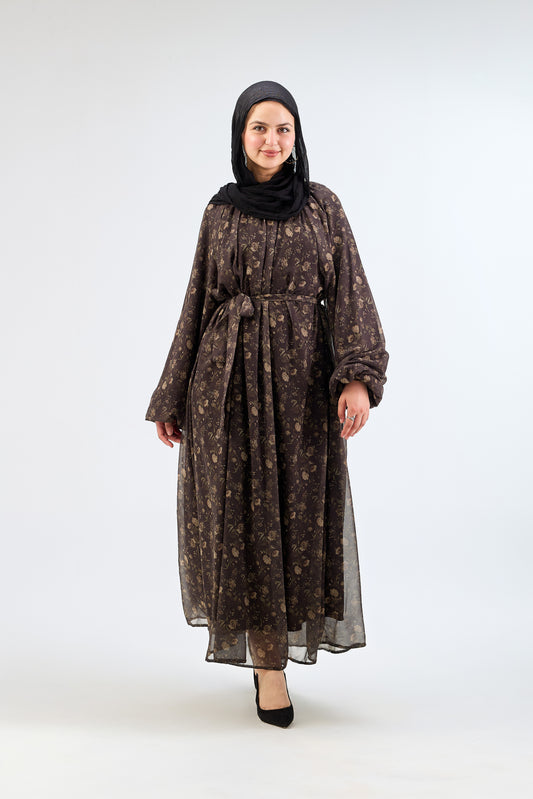 Earthy Brown Chiffon Dress