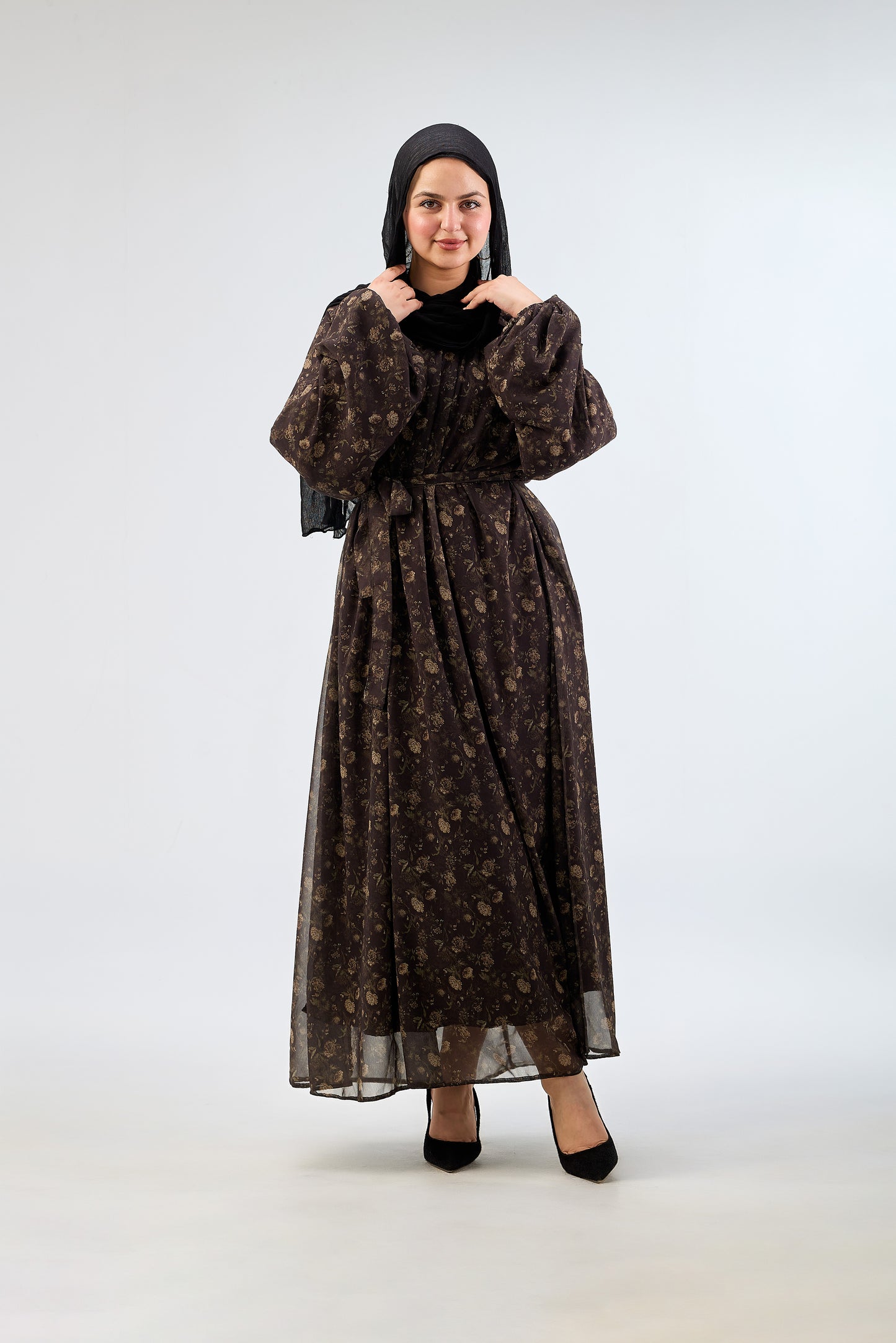 Earthy Brown Chiffon Dress