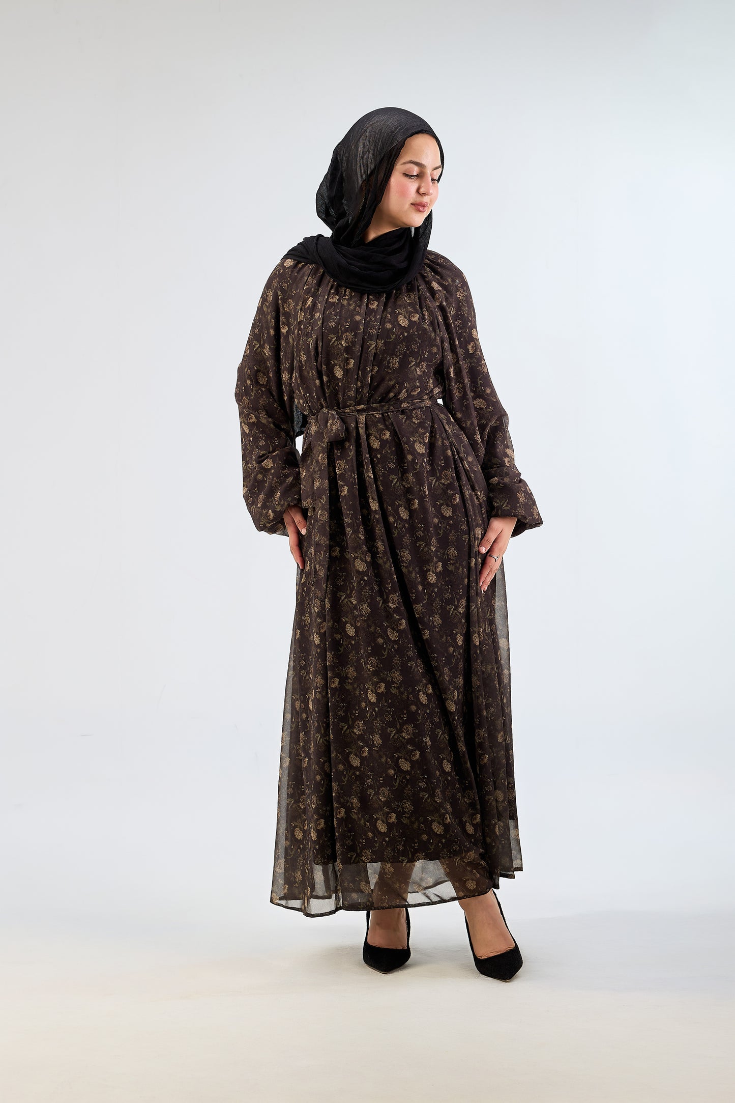 Earthy Brown Chiffon Dress