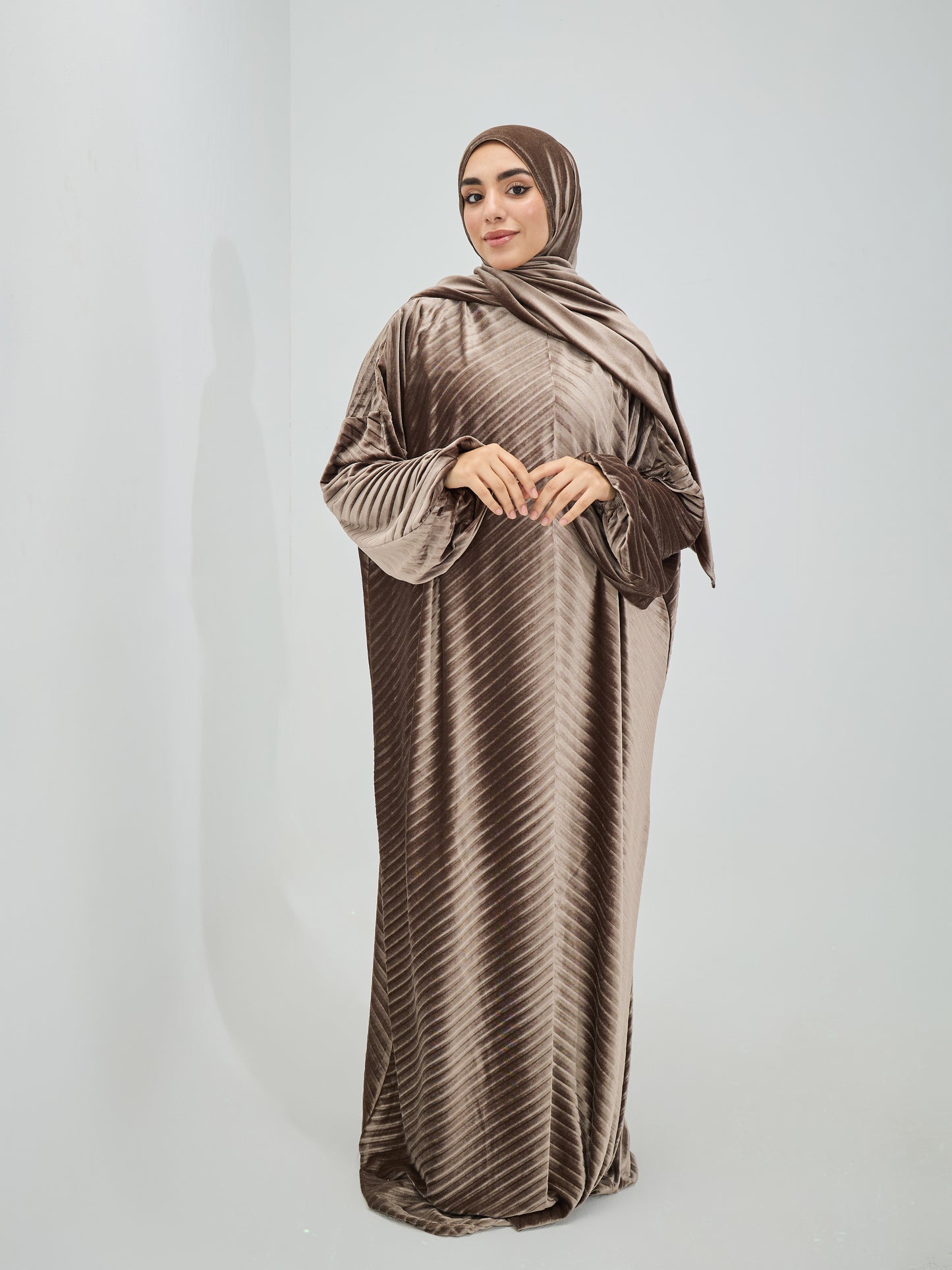 Brown Velvet Pleated