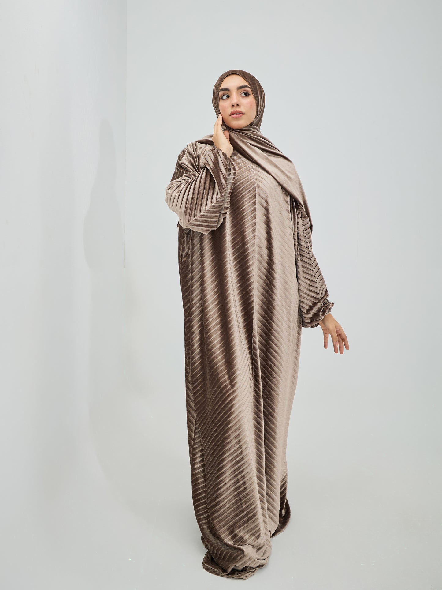 Brown Velvet Pleated