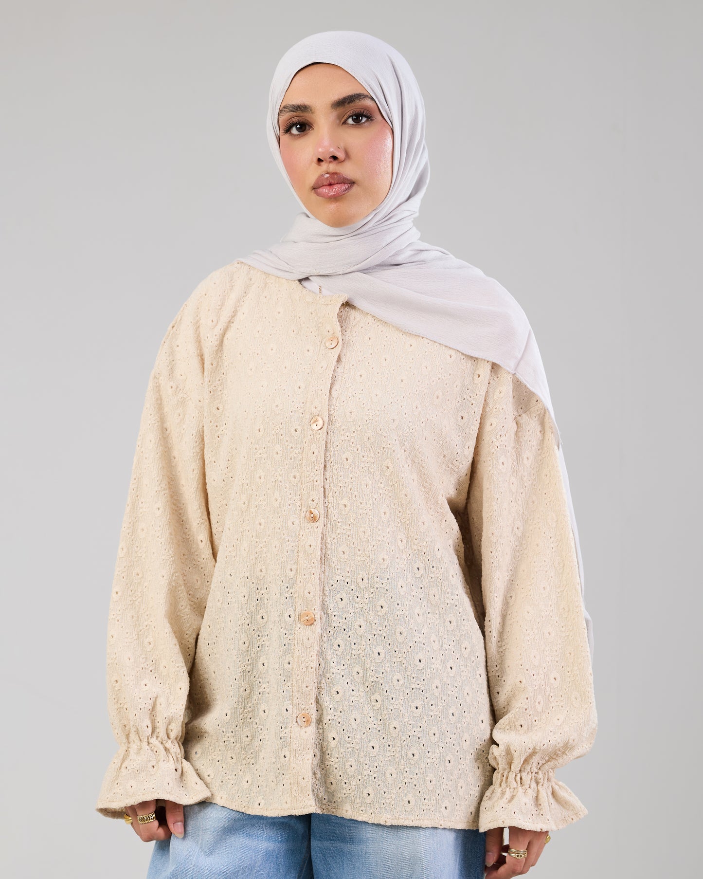 Airy Cotton Eyelet Blouse