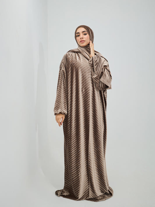 Brown Velvet Pleated