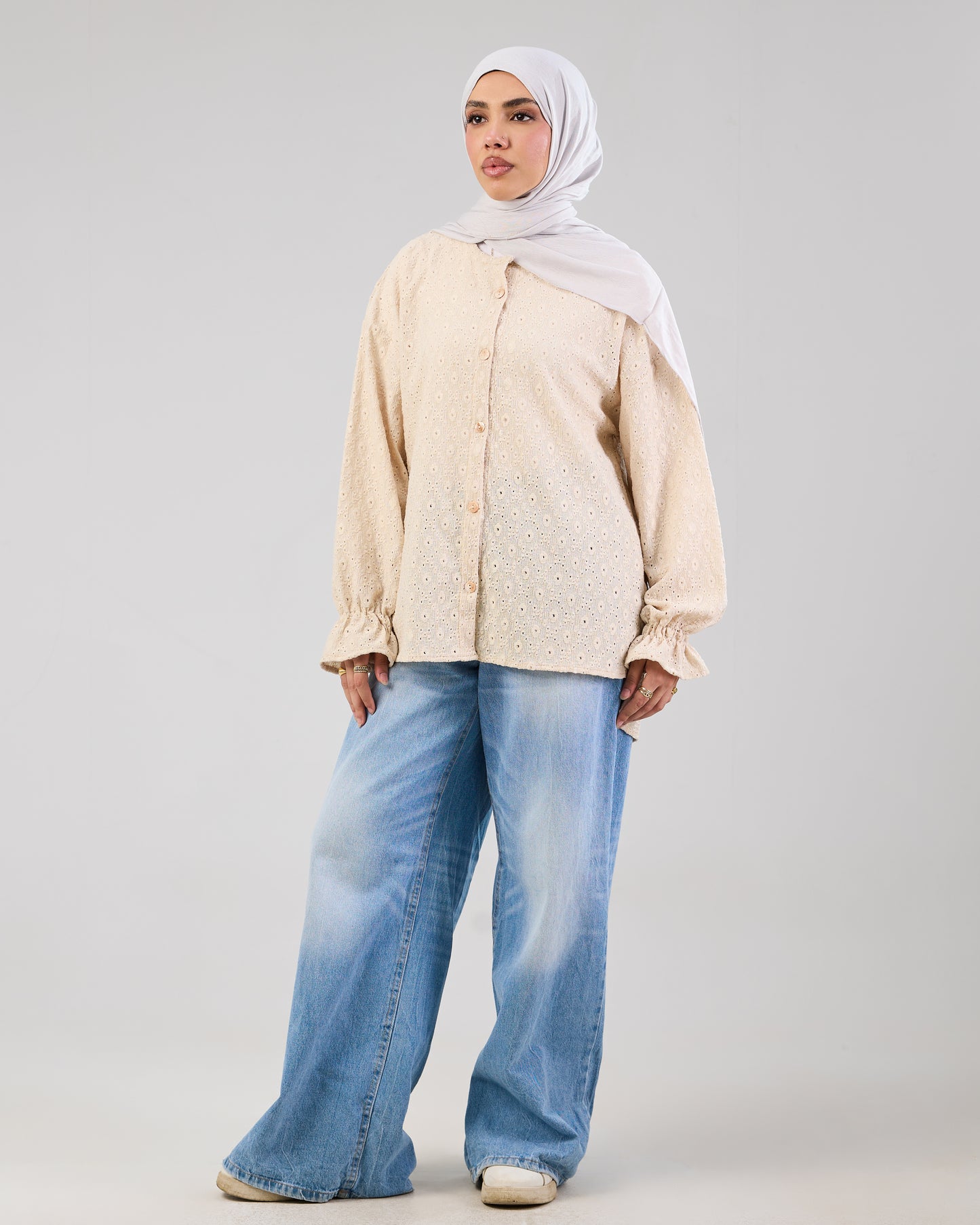 Airy Cotton Eyelet Blouse