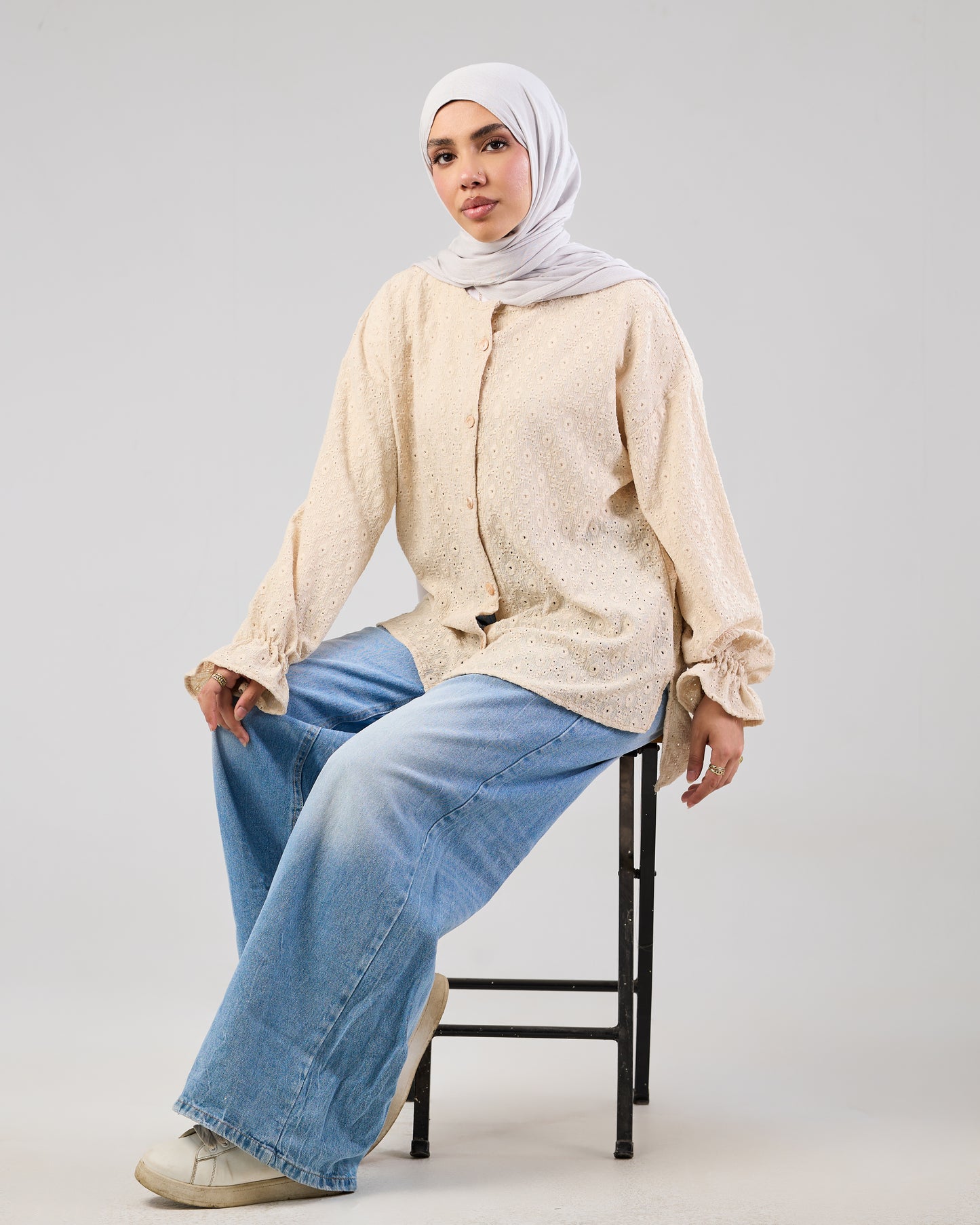 Airy Cotton Eyelet Blouse