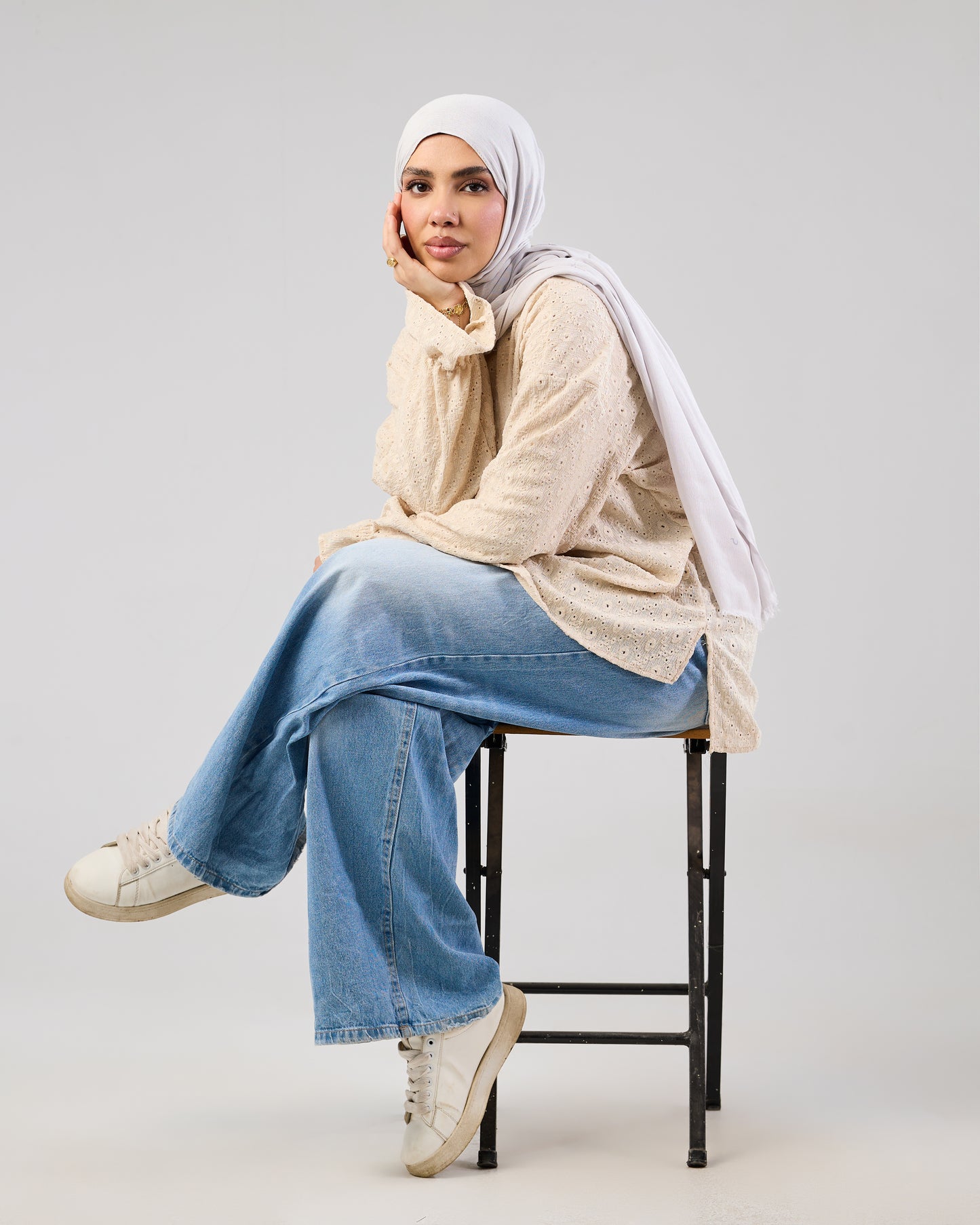 Airy Cotton Eyelet Blouse