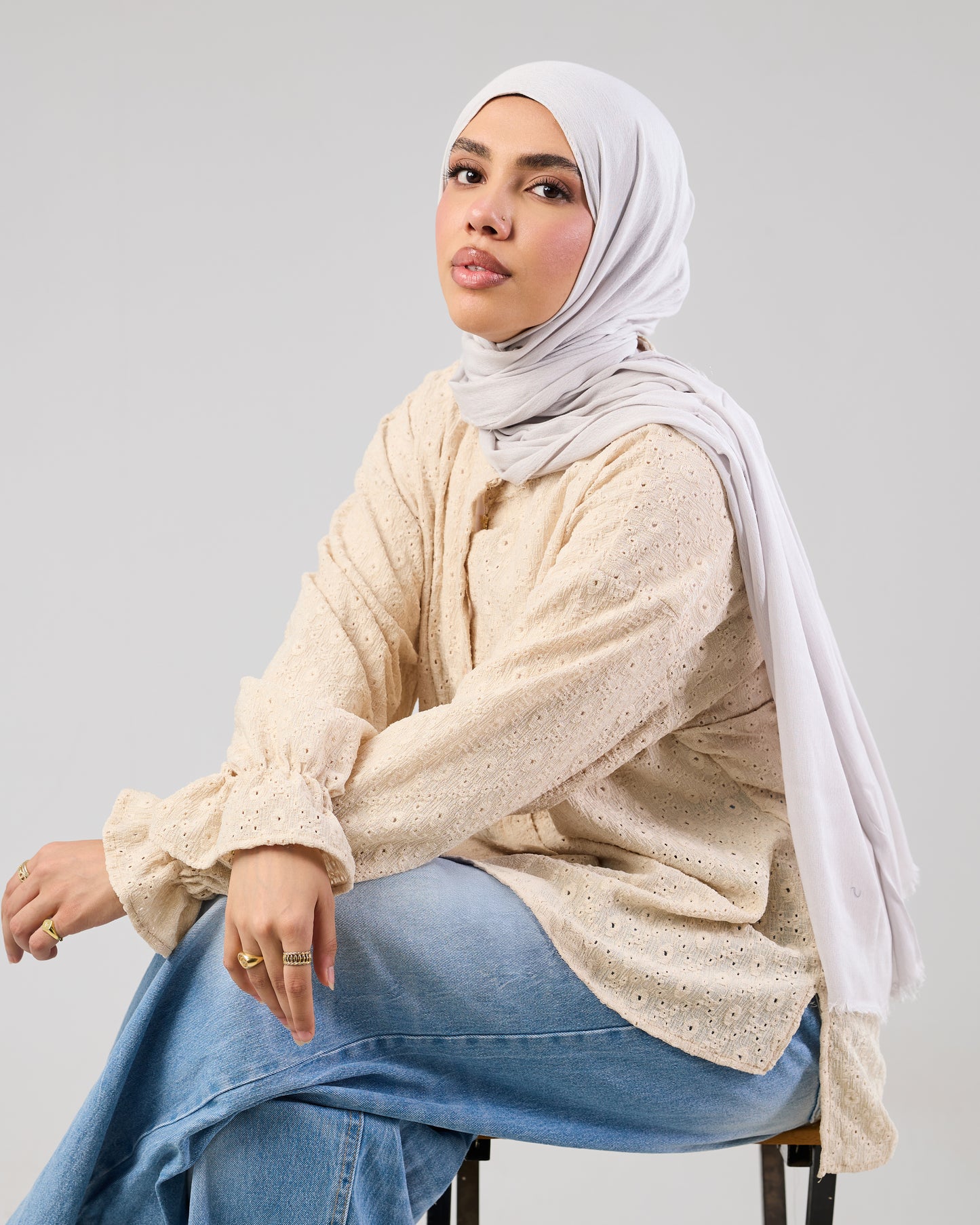 Airy Cotton Eyelet Blouse