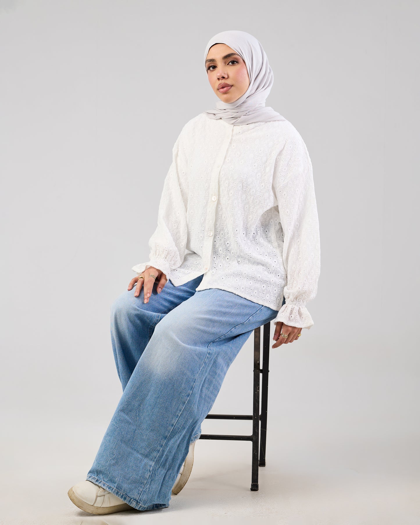 Airy Cotton Eyelet Blouse