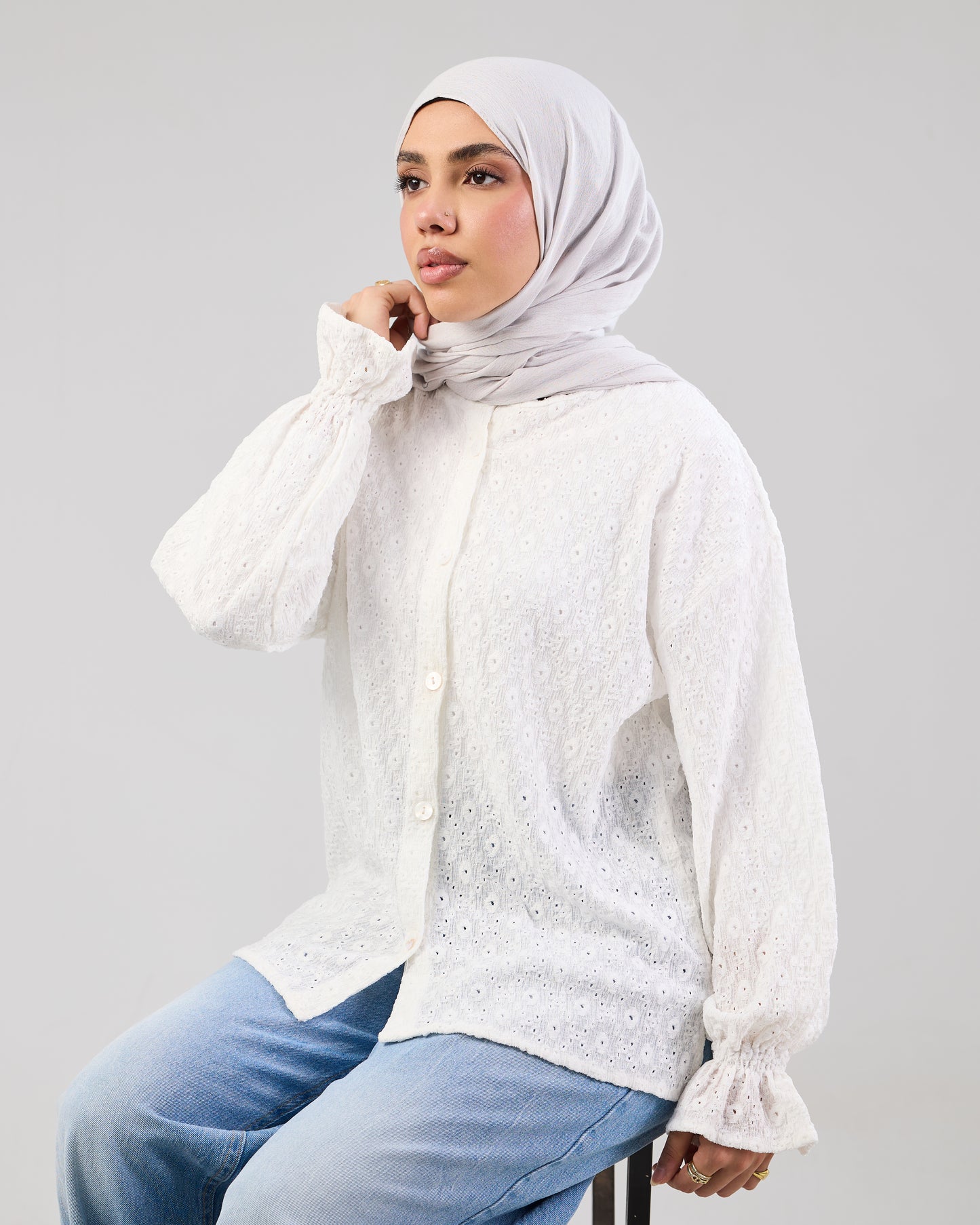 Airy Cotton Eyelet Blouse