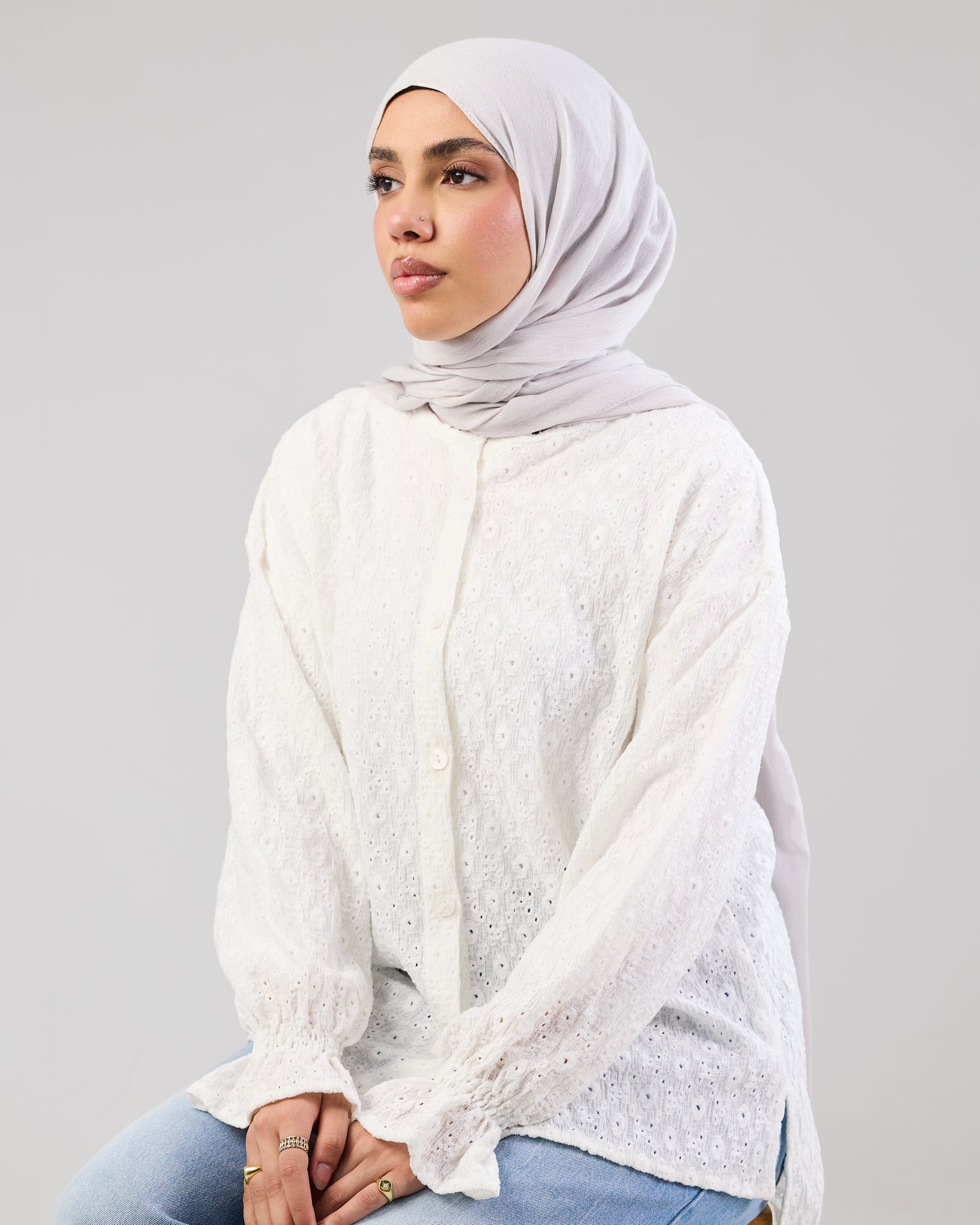 Airy Cotton Eyelet Blouse