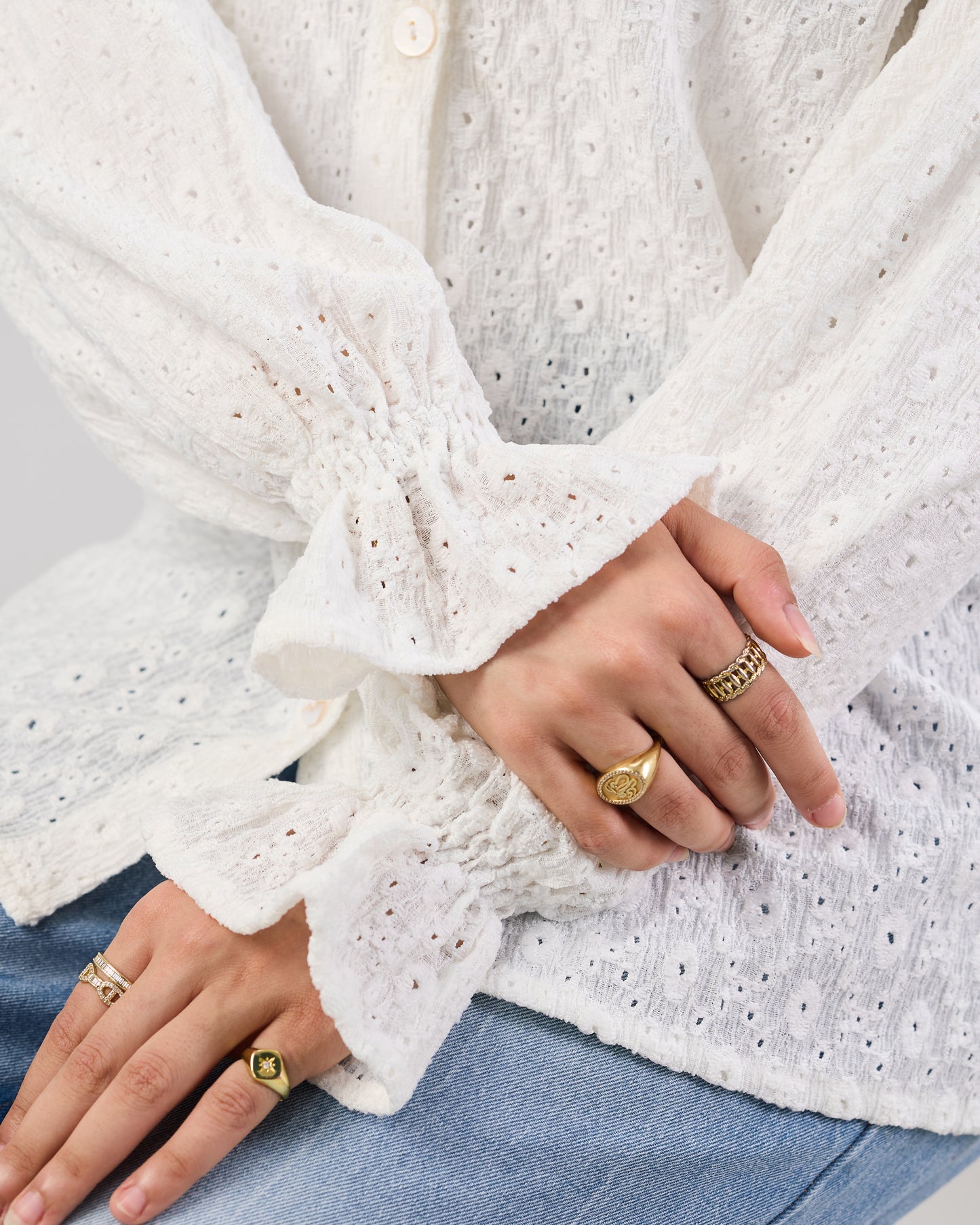 Airy Cotton Eyelet Blouse