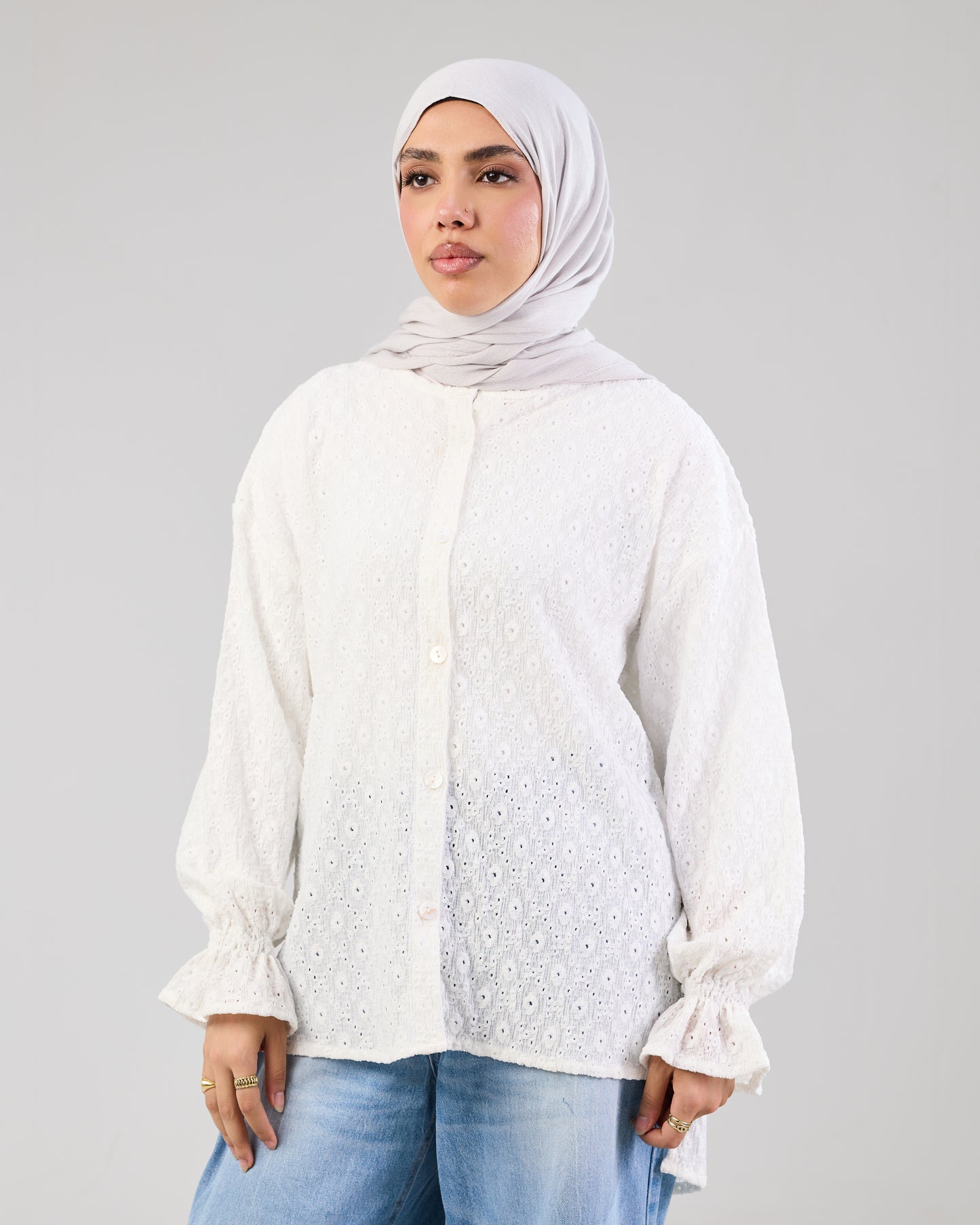 Airy Cotton Eyelet Blouse