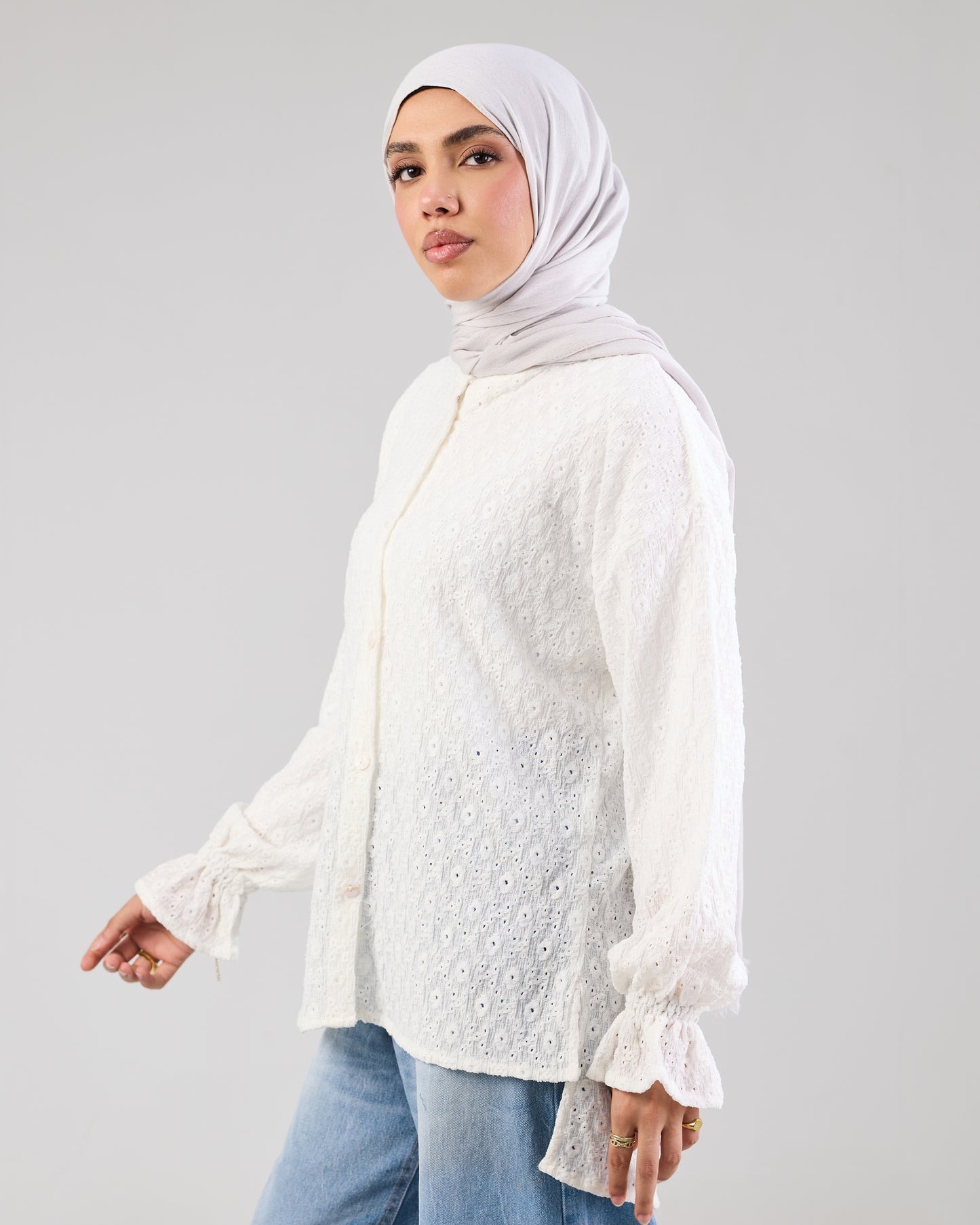 Airy Cotton Eyelet Blouse
