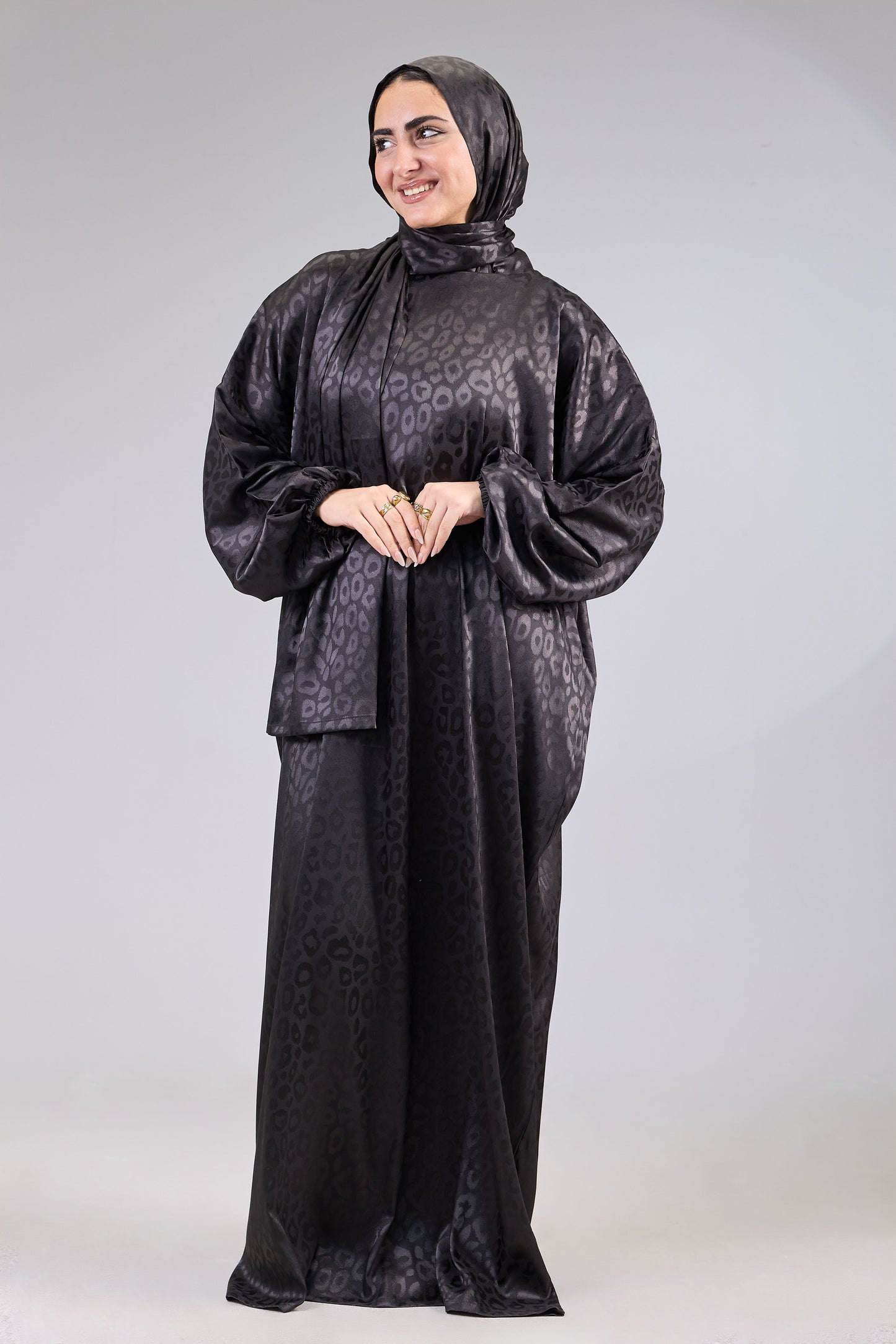 Satin Jacquard Black