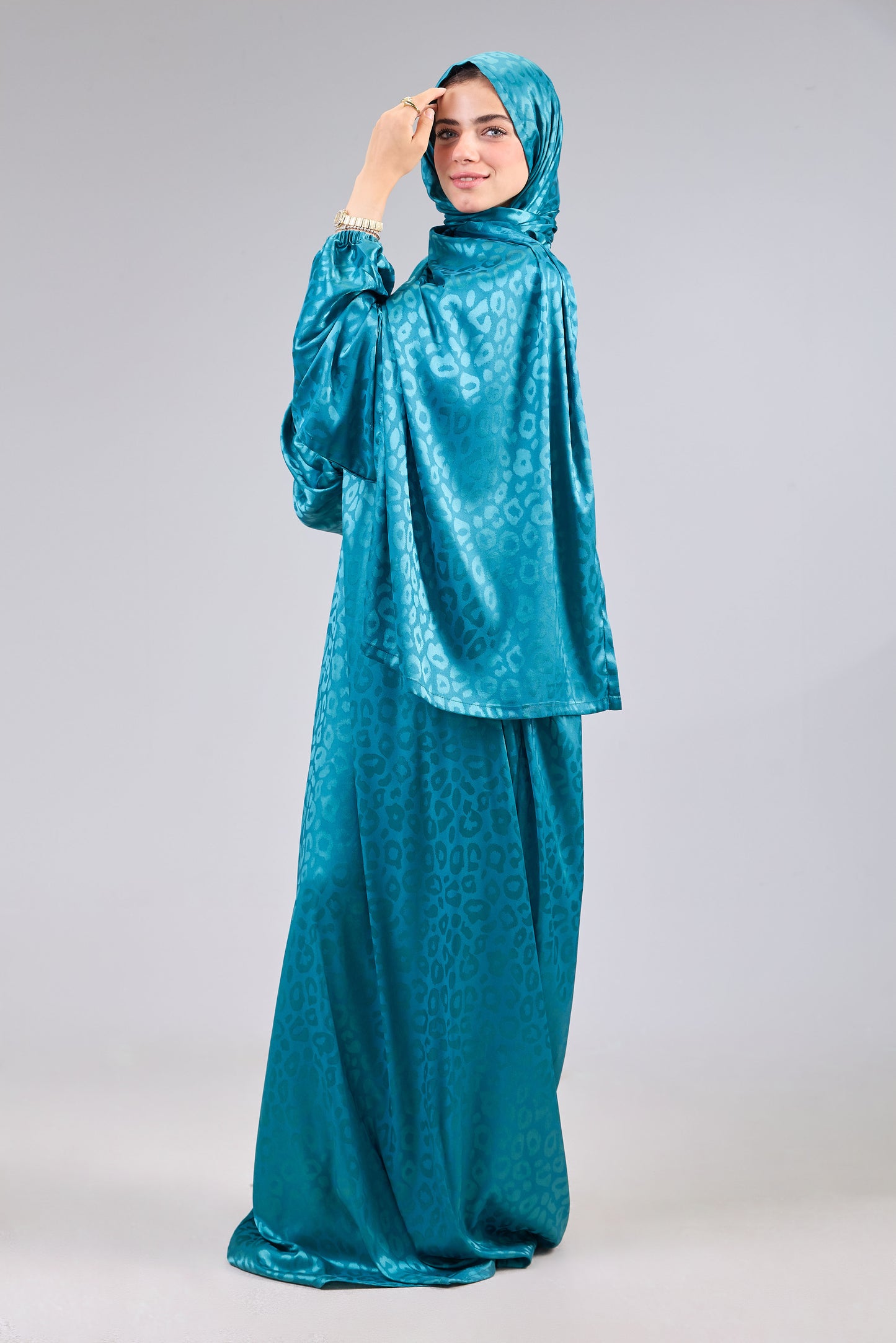 Satin Jacquard Turquoise