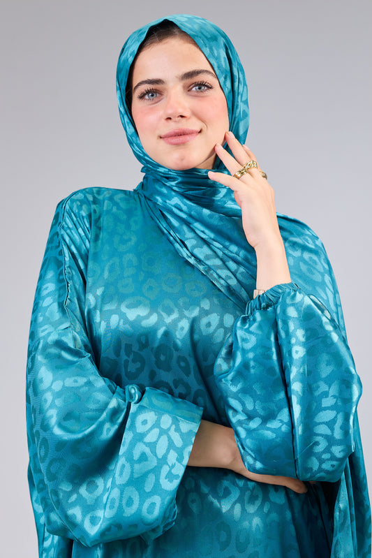 Satin Jacquard Turquoise