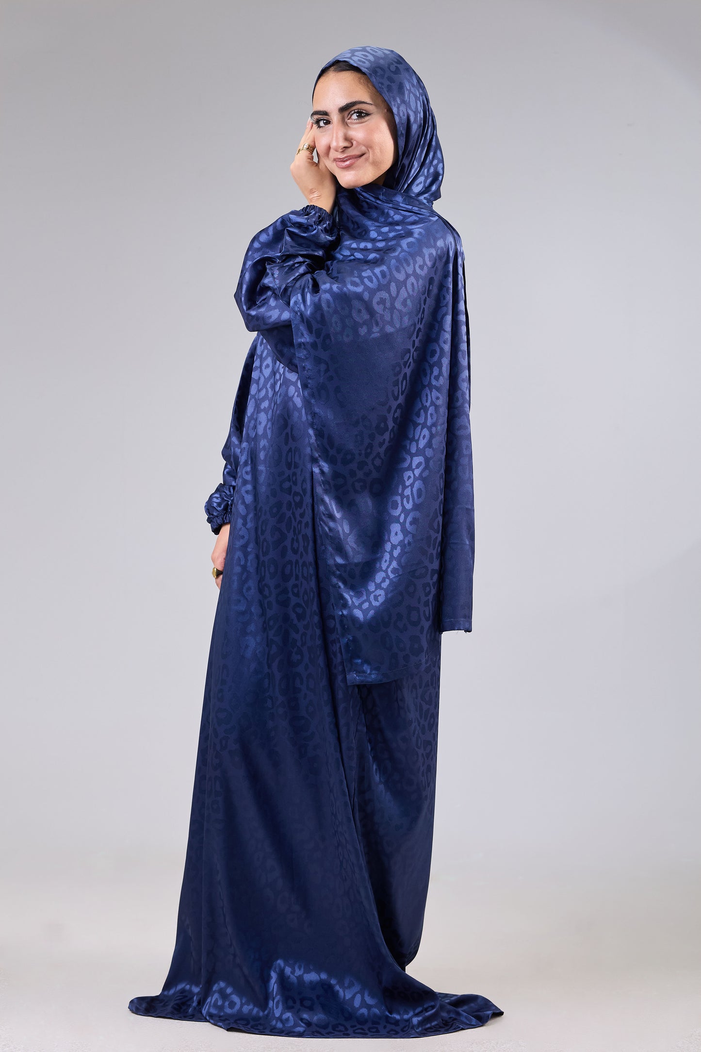 Satin Jacquard Navy Blue