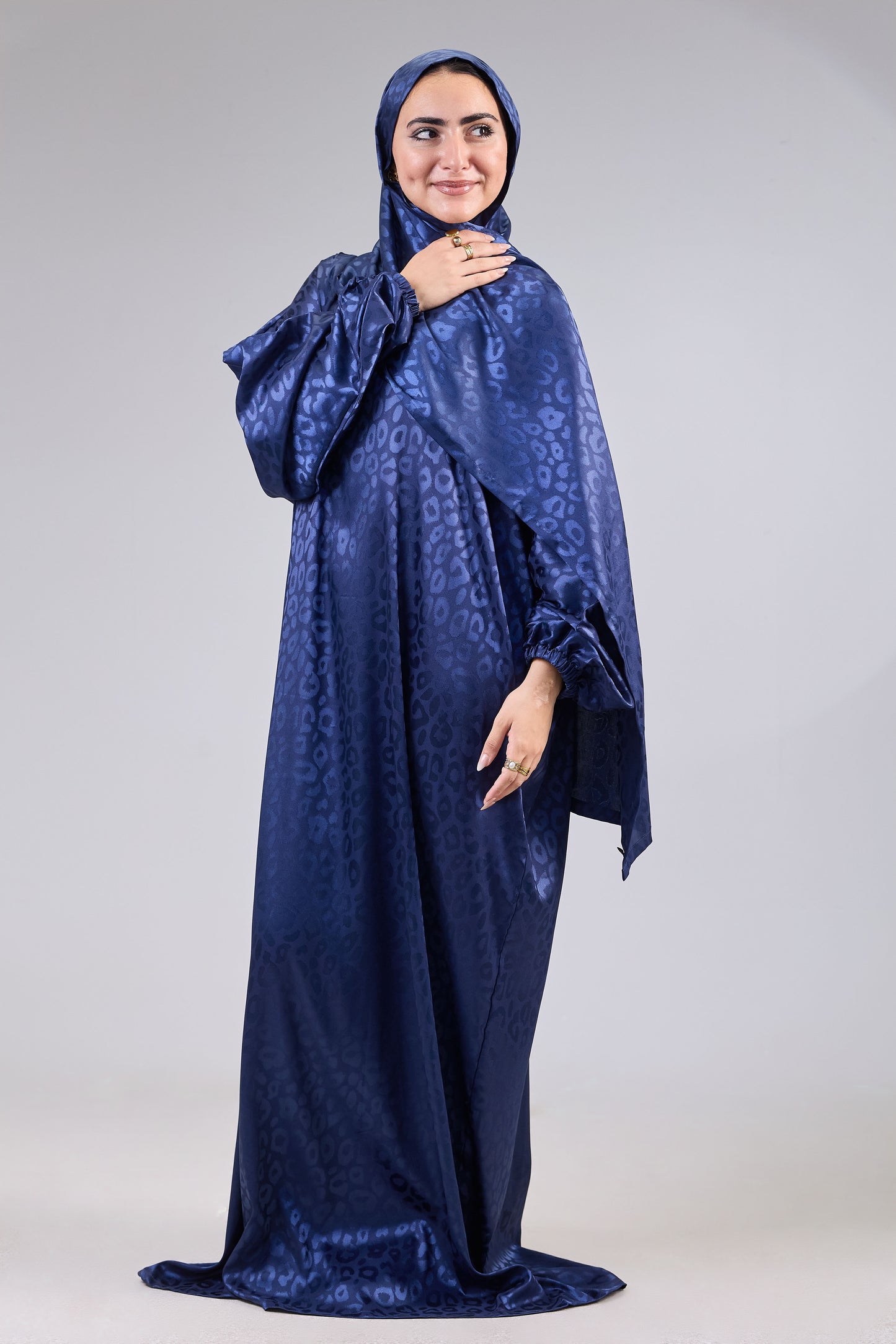 Satin Jacquard Navy Blue