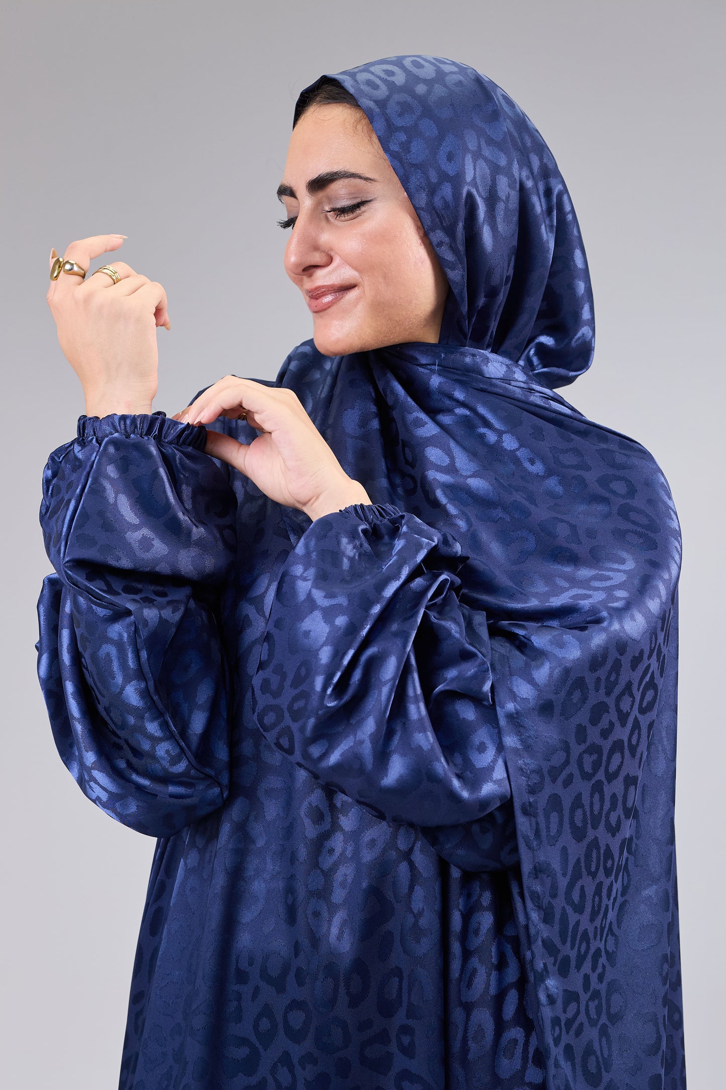 Satin Jacquard Navy Blue