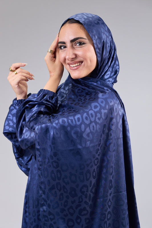 Satin Jacquard Navy Blue