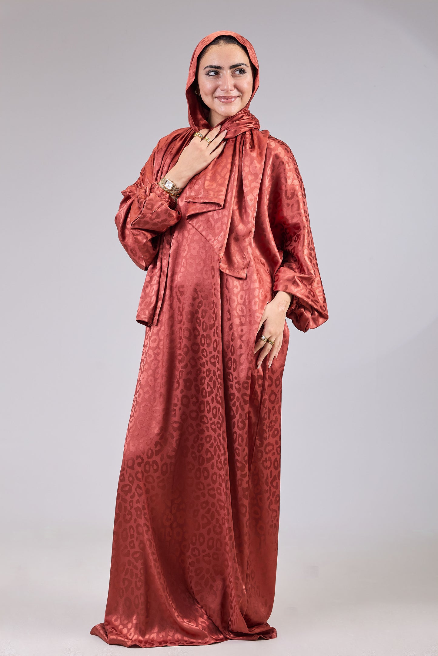 Satin Jacquard Burnt Orange