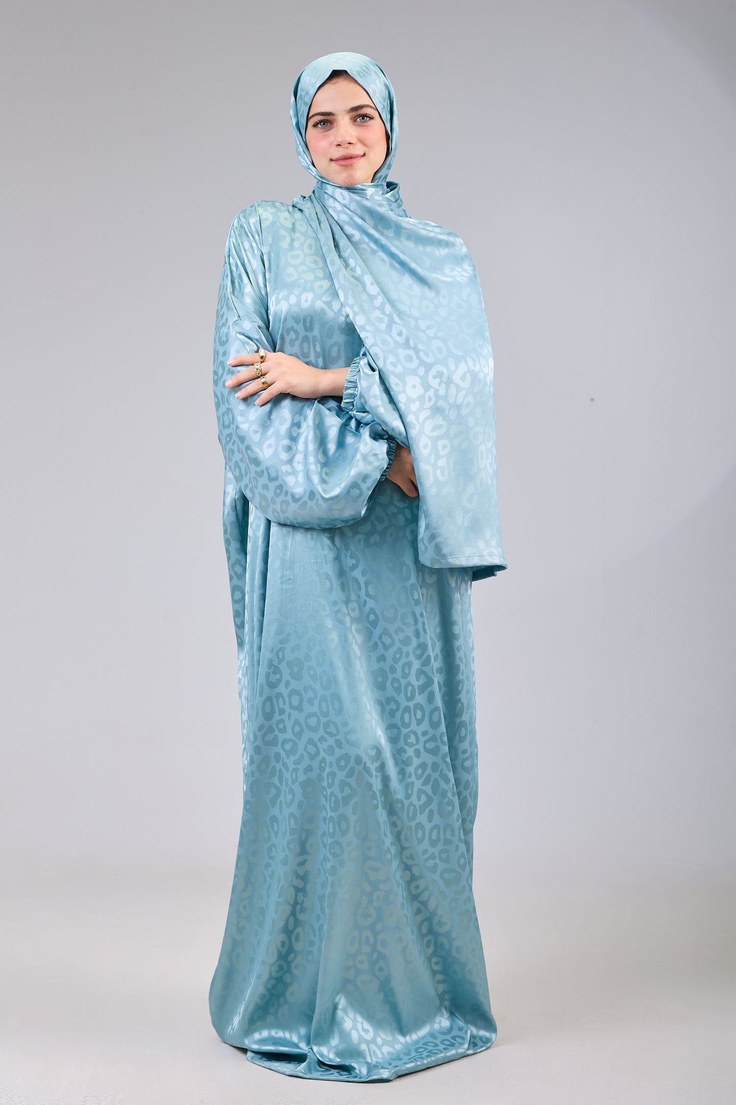 Satin Jacquard Aqua