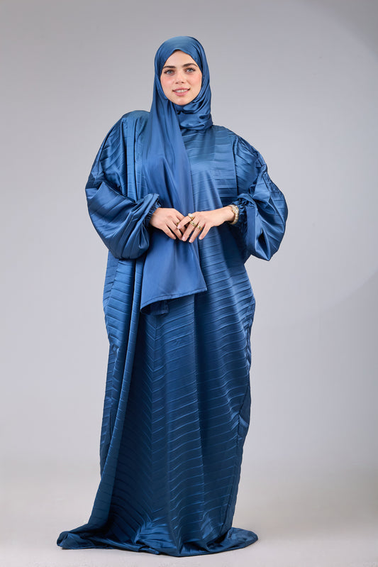 Navy Blue pleated satin