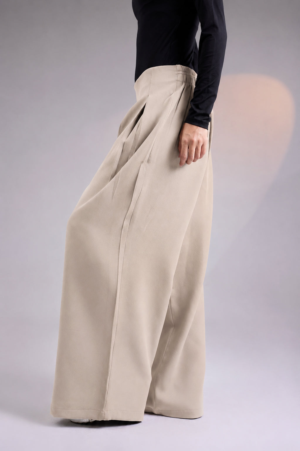 Structured Waist Wide-Leg Pants