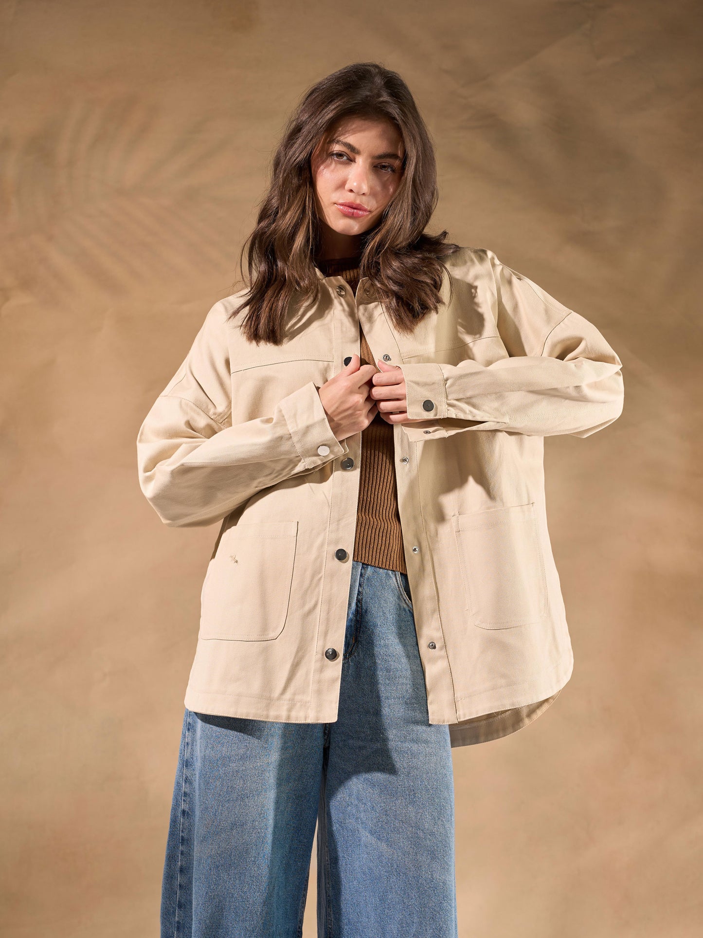 Oversized Gabardine Shacket