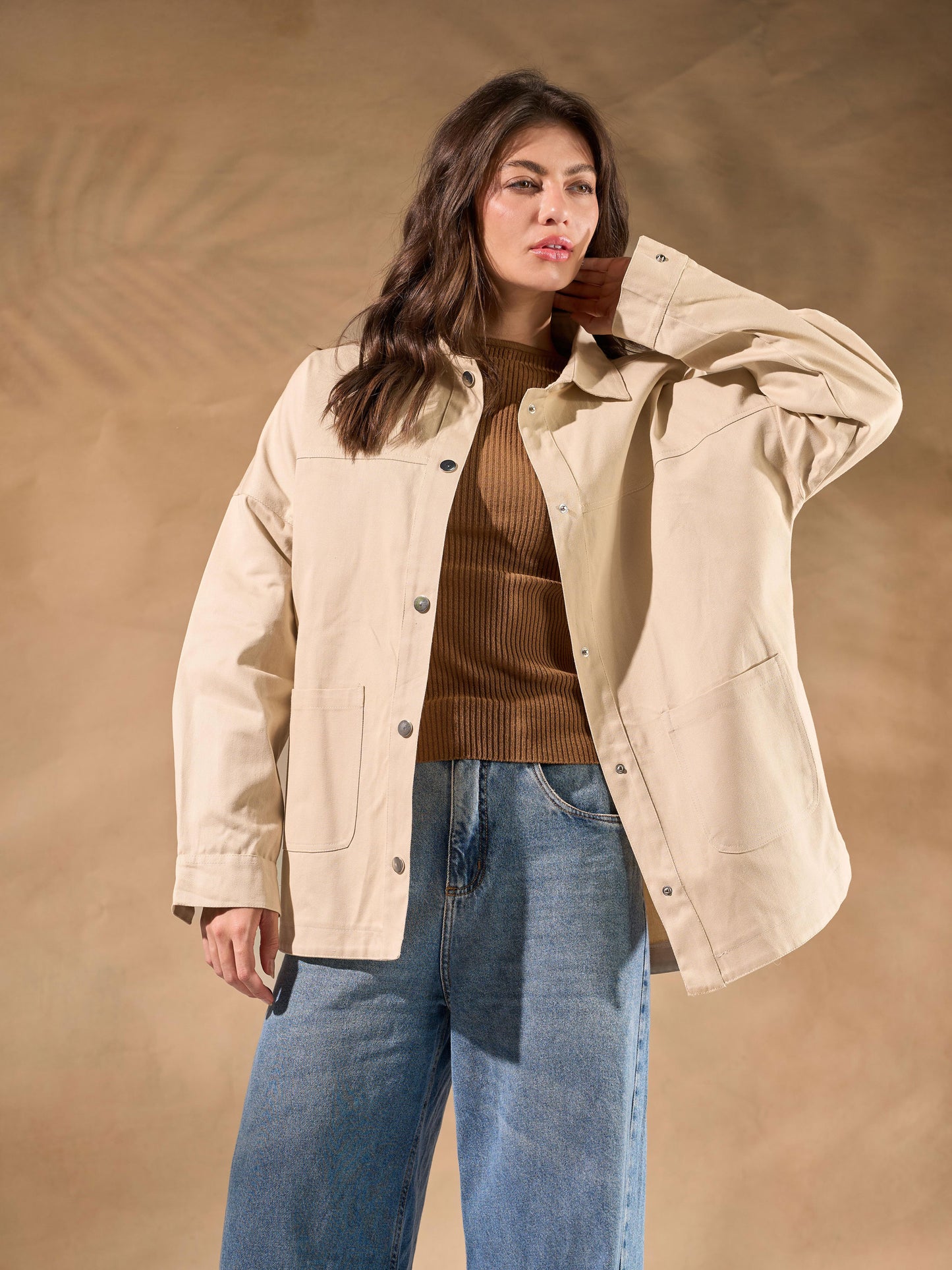 Oversized Gabardine Shacket