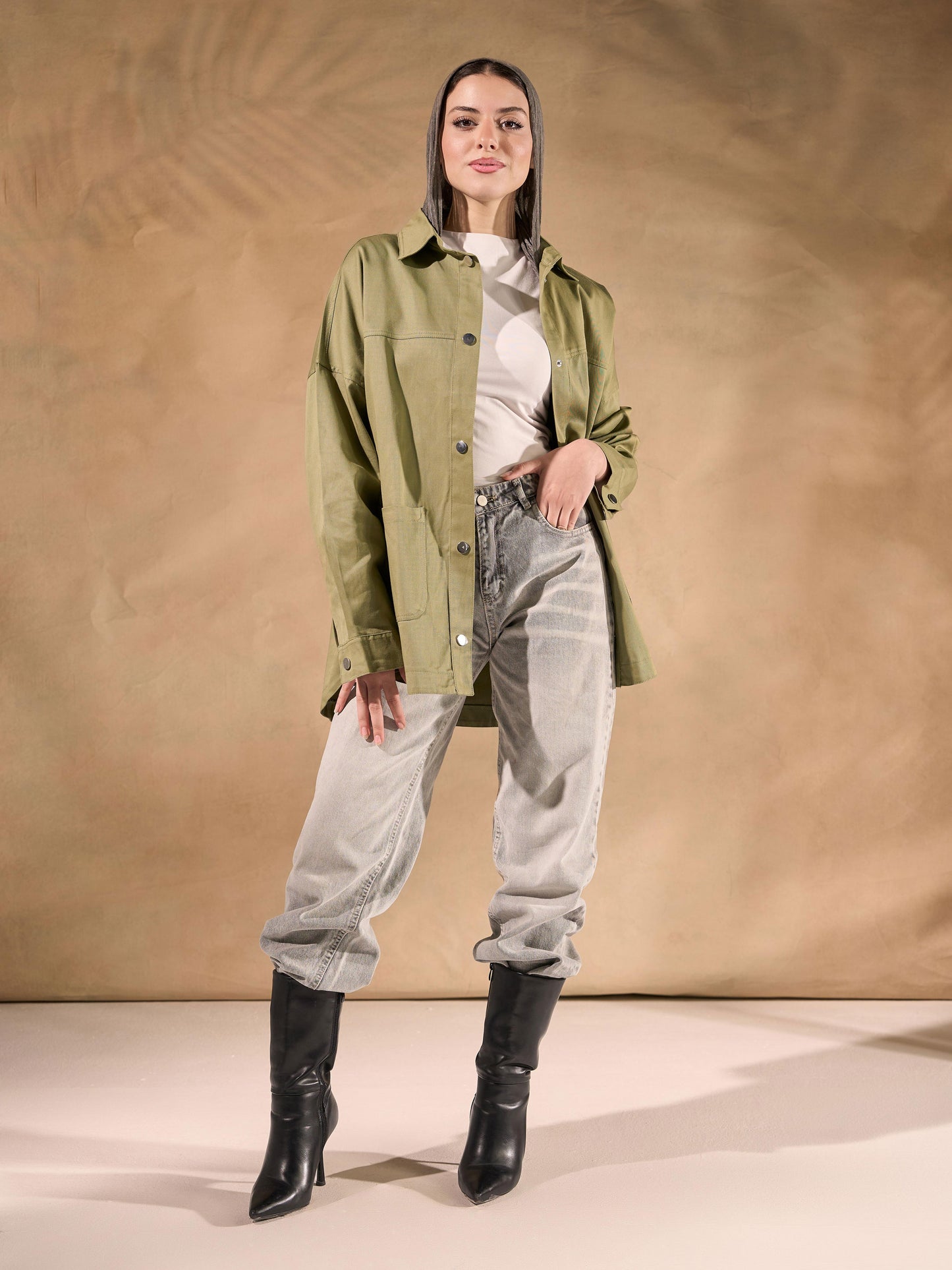 Oversized Gabardine Shacket