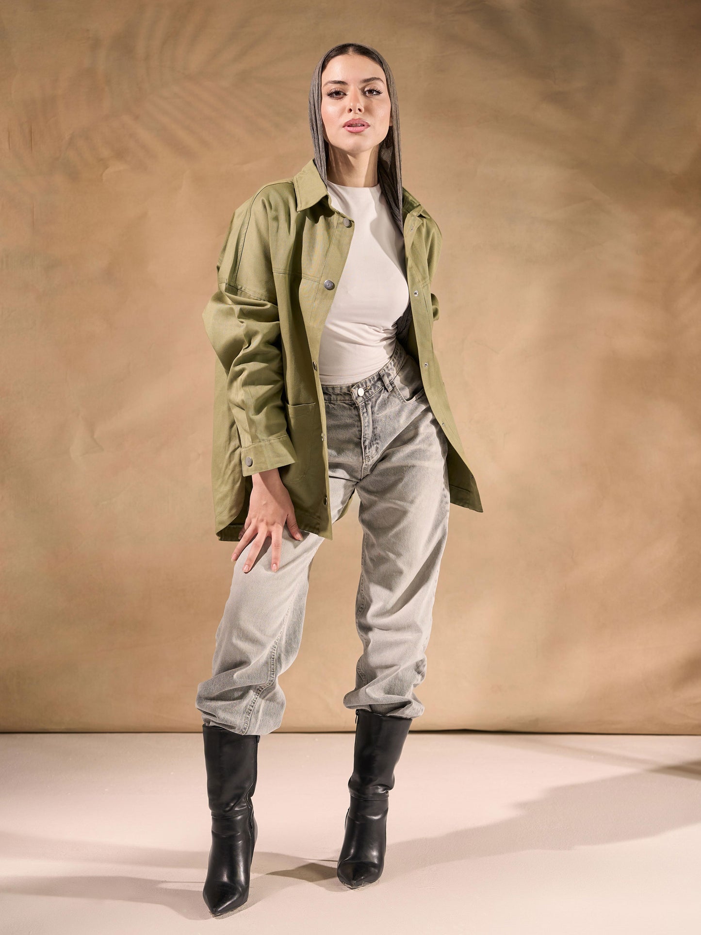 Oversized Gabardine Shacket