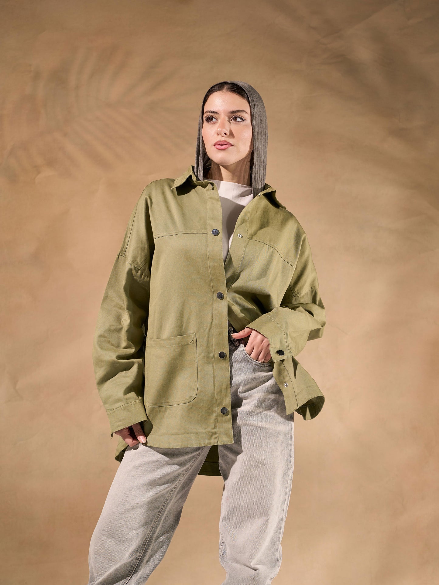 Oversized Gabardine Shacket