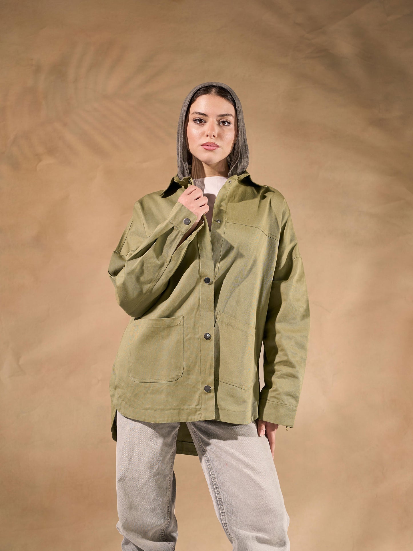 Oversized Gabardine Shacket