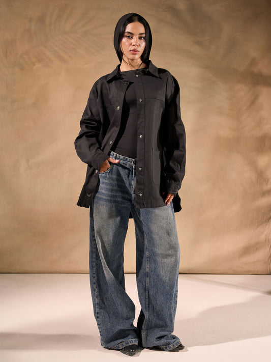 Oversized Gabardine Shacket