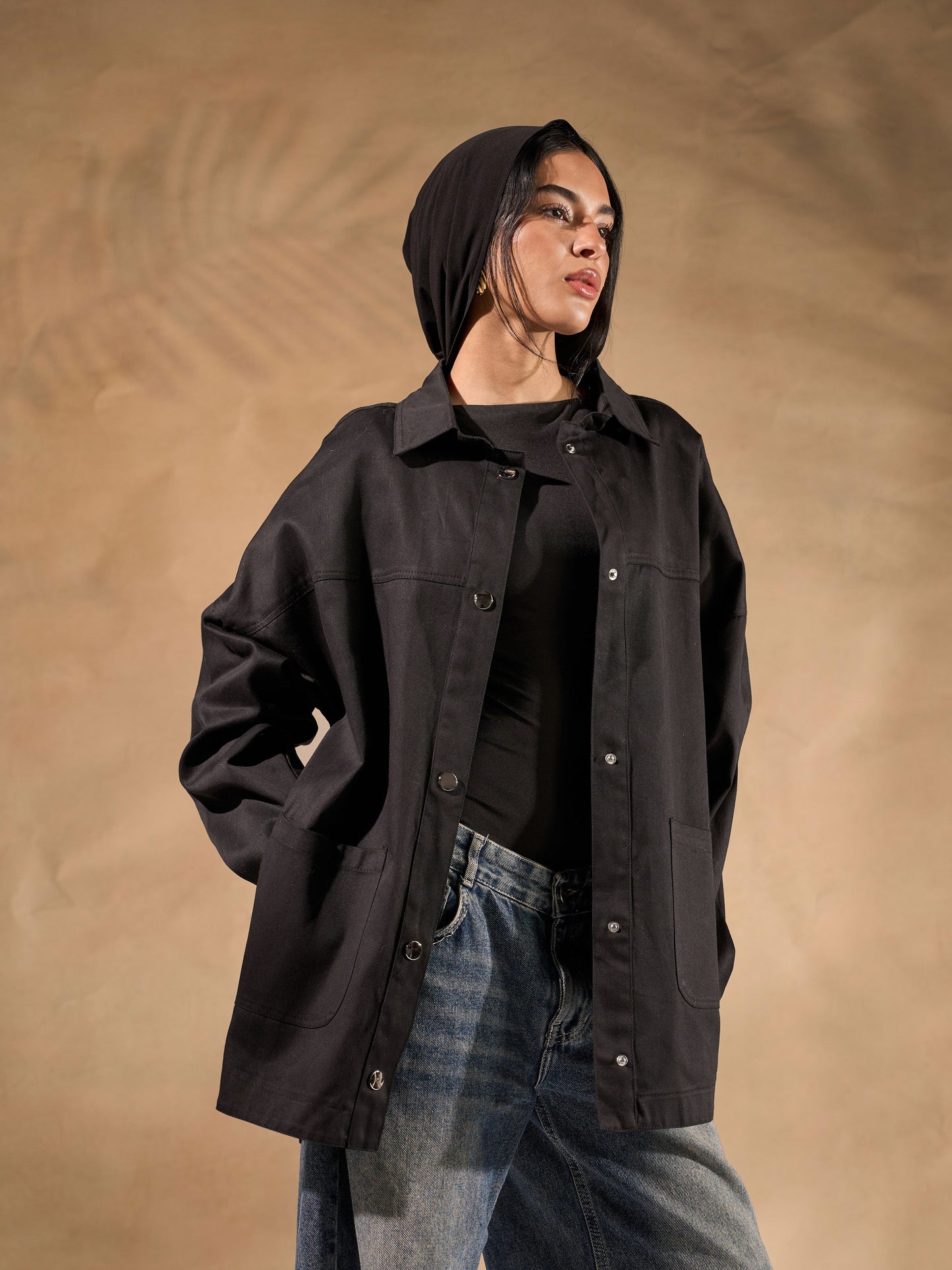 Oversized Gabardine Shacket