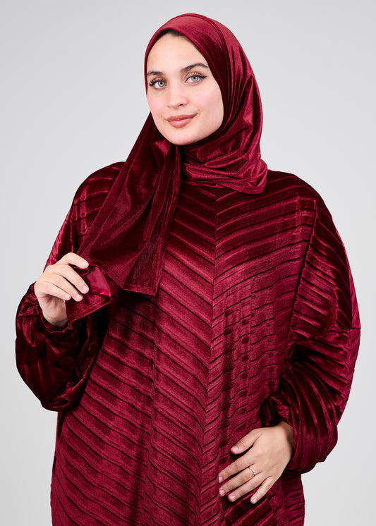 Maroon Velvet Pleated