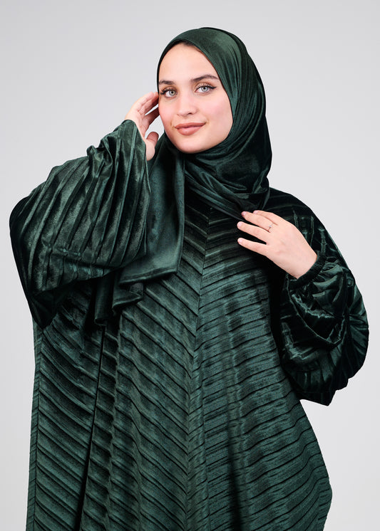 Dark Green Velvet Pleated