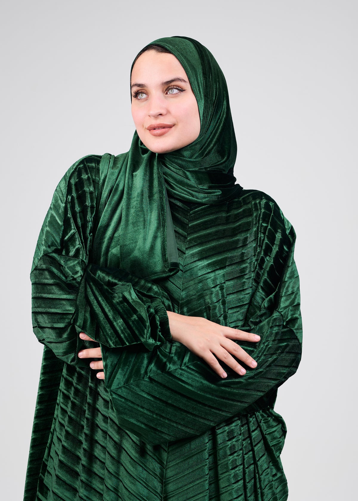 Emerald Velvet Pleated